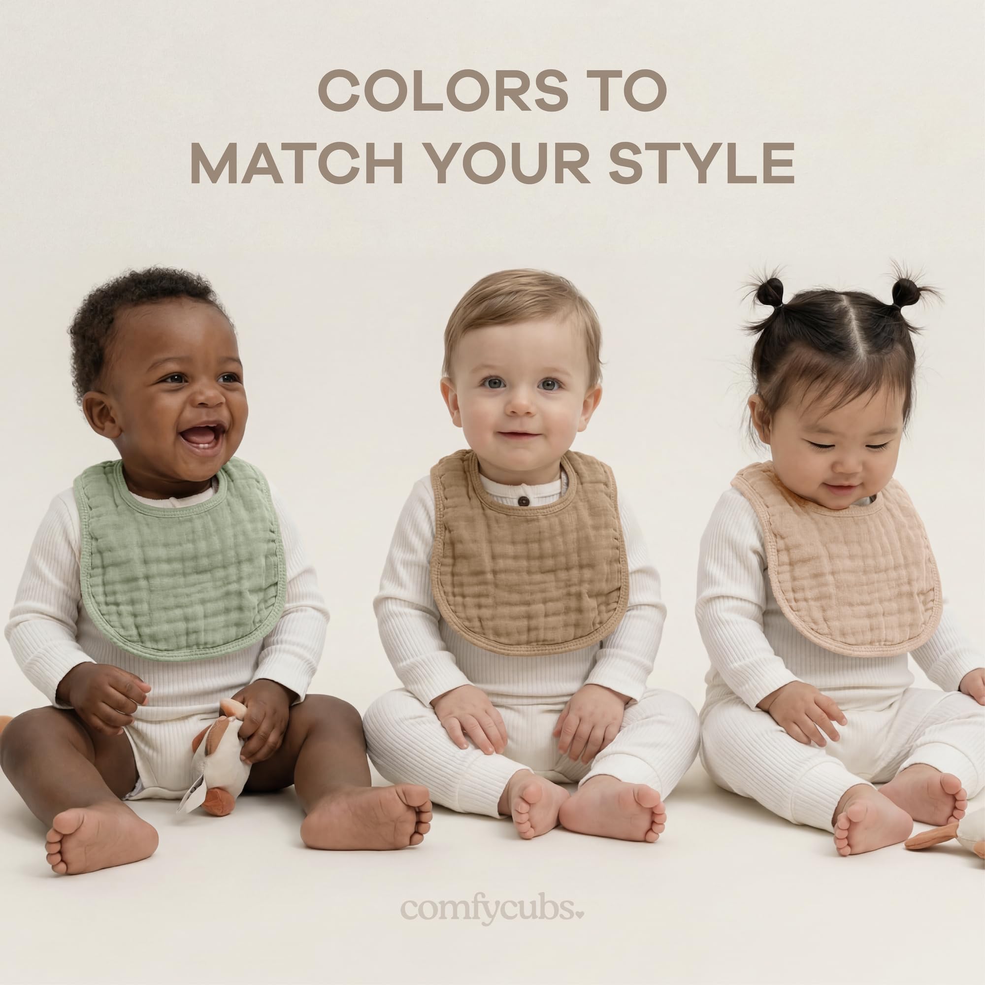 Comfy Cubs Muslin Bibs for Babies, Pack of 8 - Multicolor
