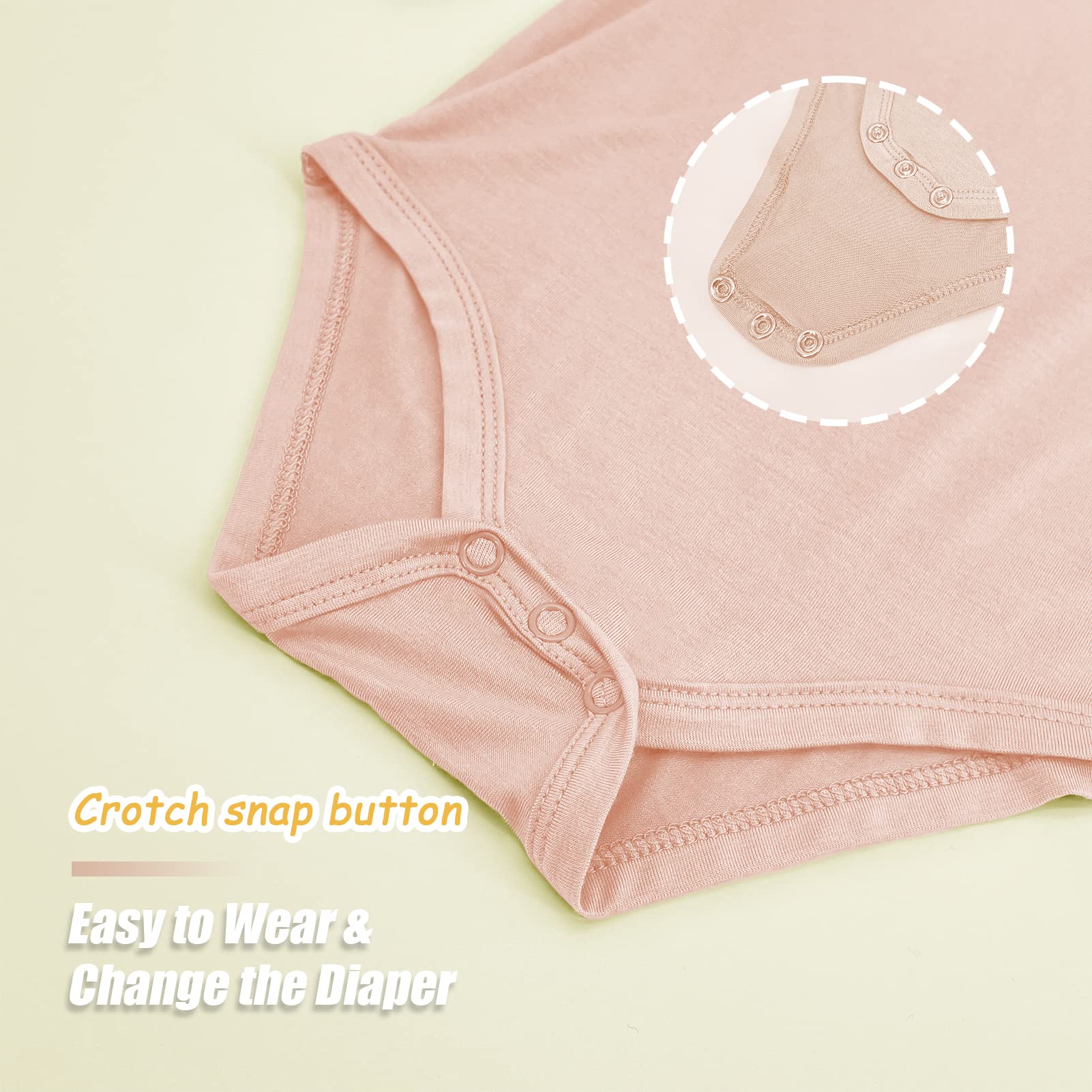 Jimonda Baby Bodysuits Rayon from Bamboo Short Sleeve Baby Boys Girls Rompers Soft Outfits Newborn Clothes (Sakura pollen&Rosered,18-24 Months)
