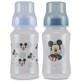 Disney Mickey Mouse Baby Bottles 11 oz for Boys or Girls | 2 Pack of Infant Hourglass Shaped Bottles with Cover for Newborns and All Babies | BPA-Free Plastic Baby Bottle for Baby Shower