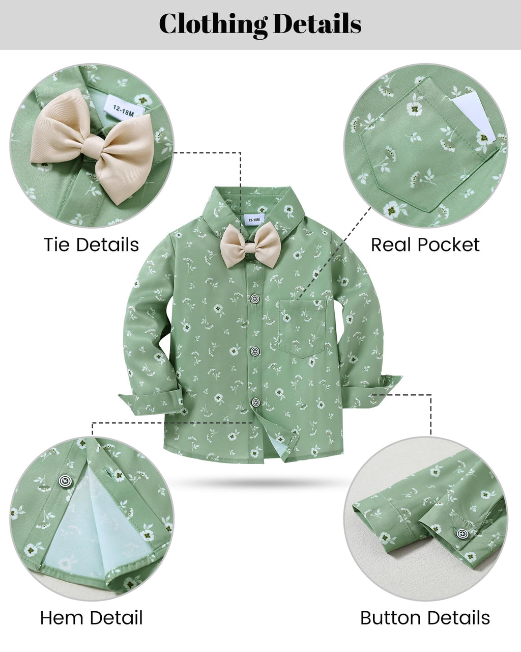 nilikastta Boy Dress Outfit Gentleman Wedding Outfits Beige Dress Shirt With Bowtie/Suspender Pants for Family Gatherings 8-9 Years