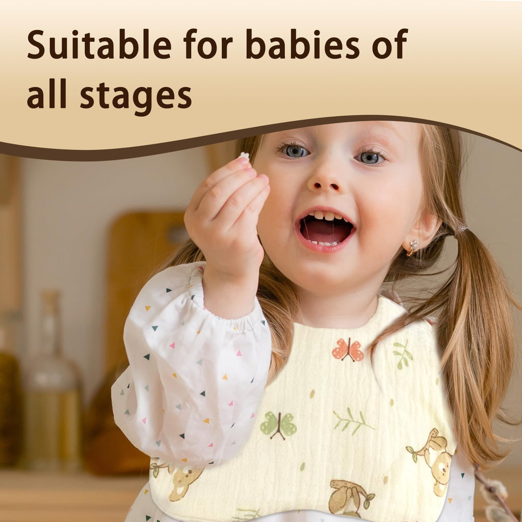 Muslin Baby Bibs 10 Pack Absorbent Adjustable Organic Cotton Drool Bibs