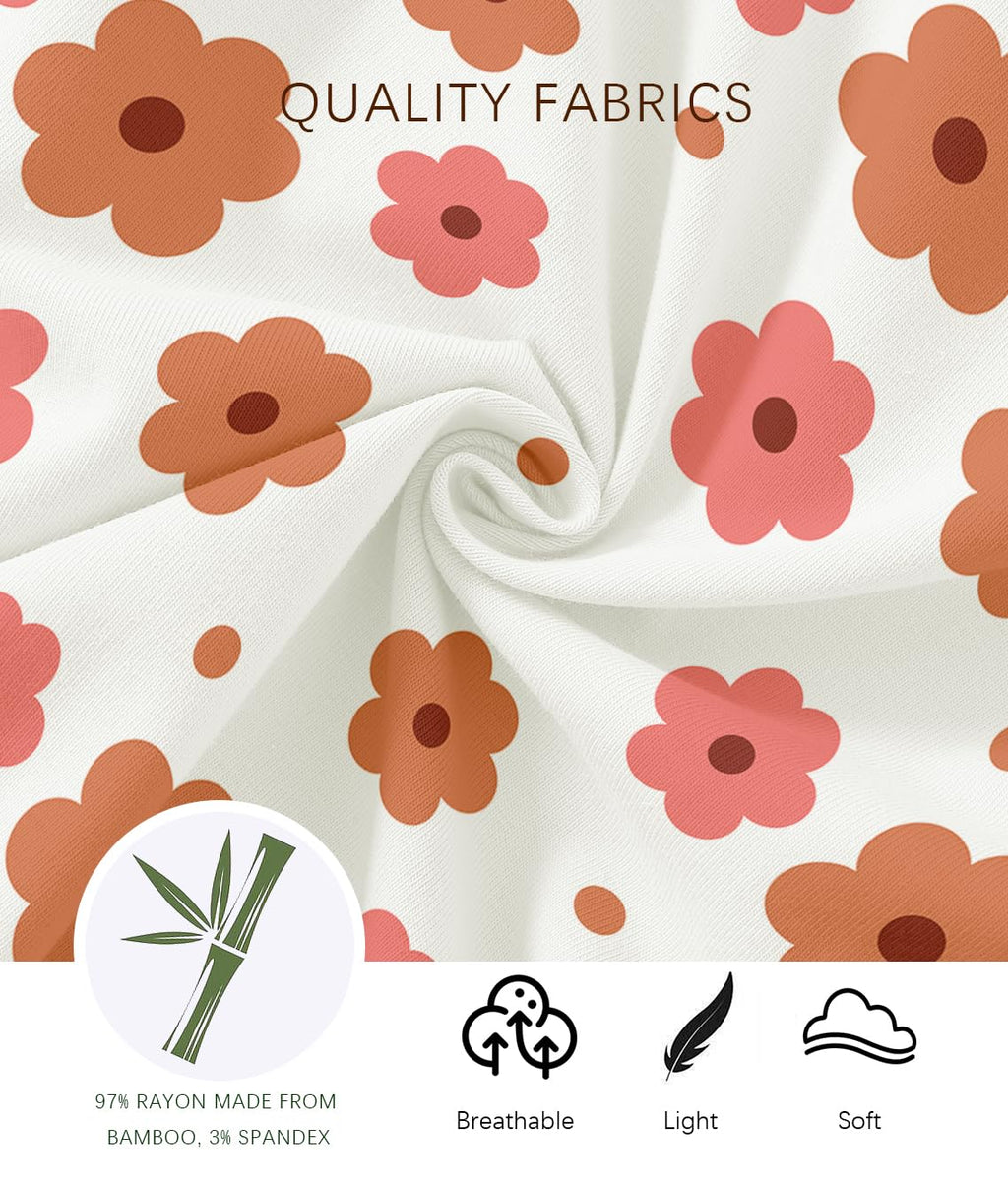 Jimonda Baby Girl Boys Bamboo Rayon Pajamas,Footless Pjs(Flower&Pink,3-6 M)