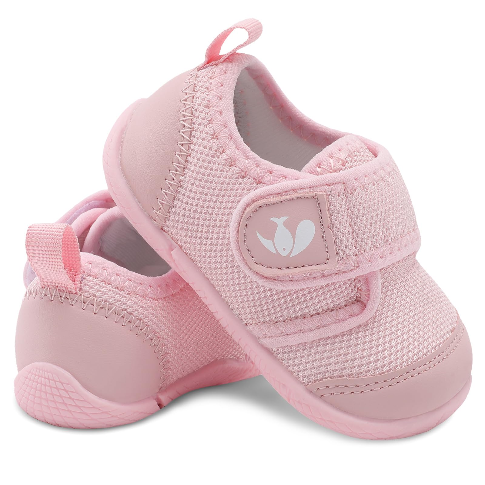 FEETCITY Baby First Walker Shoes Boys Girls Canvas Shoes Newborn Crib Shoes Anti-Slip Star Sneaker Pink