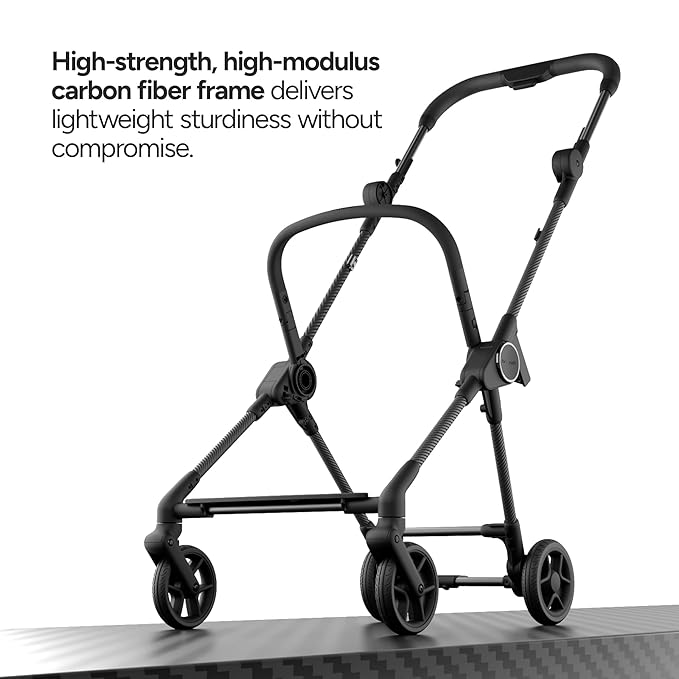 Mompush Nexis Carbon Travel Stroller, Ultra-Lightweight 11.5 lbs, Compact & Airplane Carry-On Approved, One-Second Auto-Fold, One-Hand Full Recline, from Birth to 50 lbs, JPMA Certified