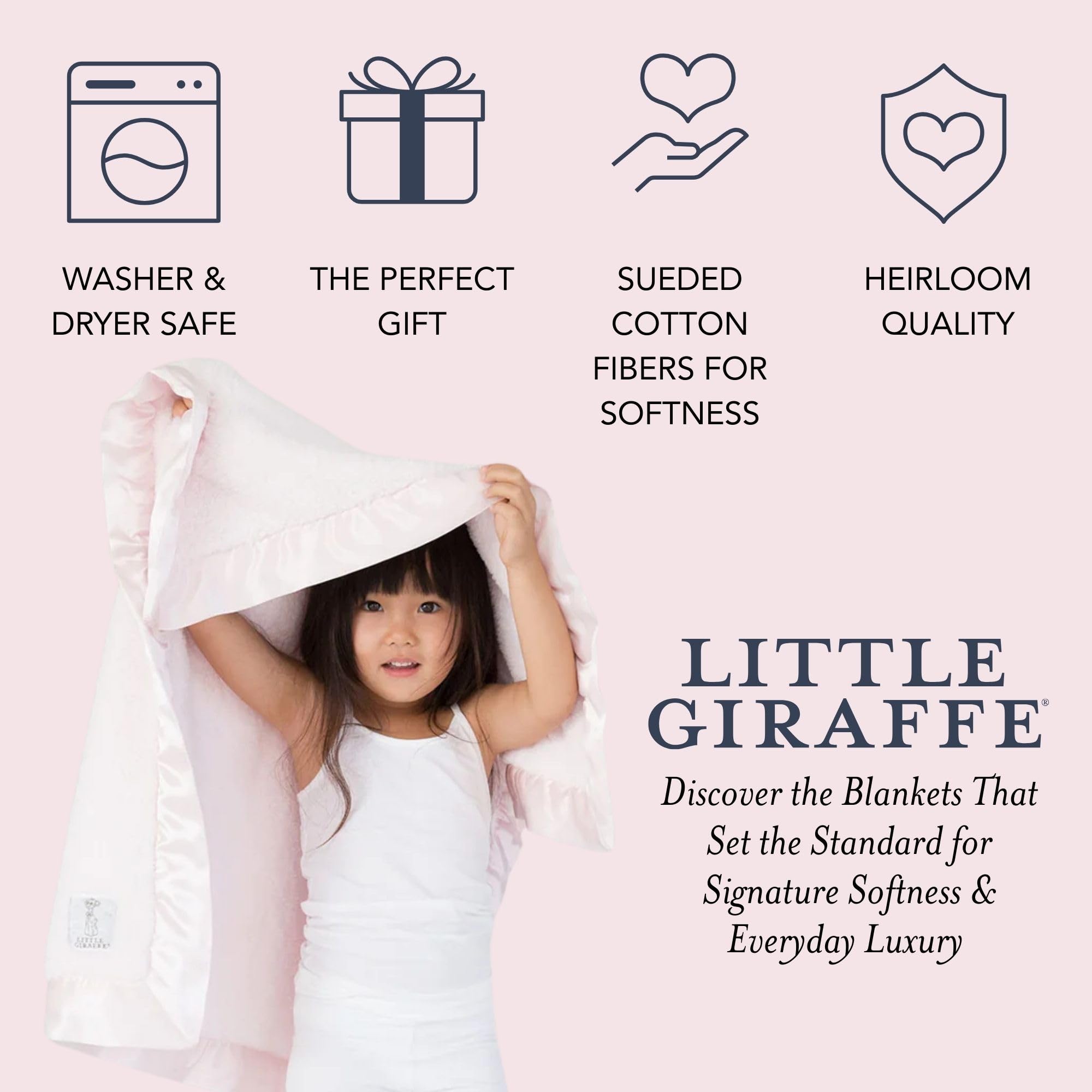 Little Giraffe Baby Blanket - Chenille Soft Blanket with Satin Trim - Baby Stroller Blanket - Newborn Baby Essentials & Gifts - 29" x 35" - Pink