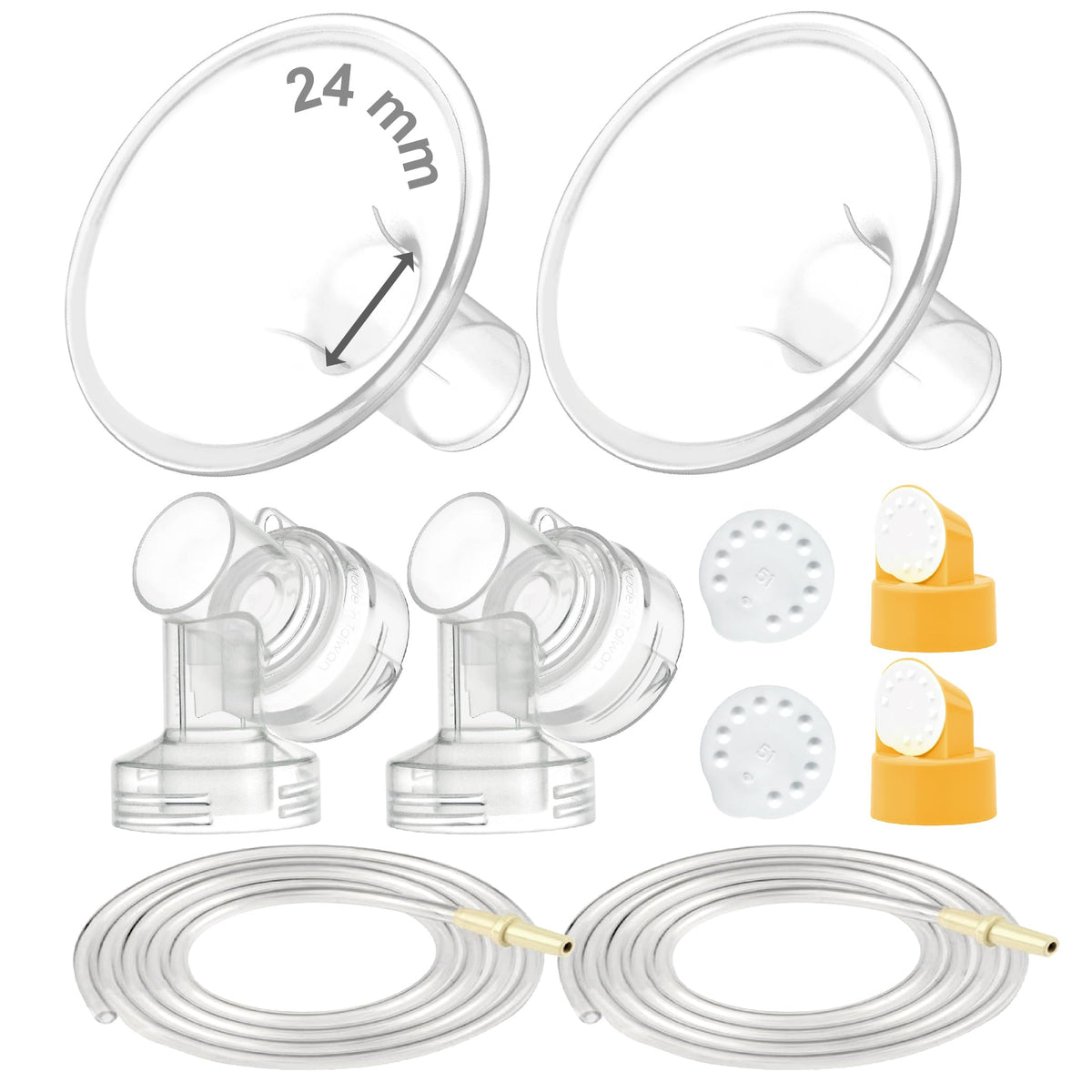 Maymom Breast Pump Kit Compatible with Medela Pump in Style Advanced Pump; 2xTwo-Piece 17mm Breastshield, 2 Valve, 4 Membrane, 2 Replacement Tubing; Replacement Part for Medela Shield, Valve