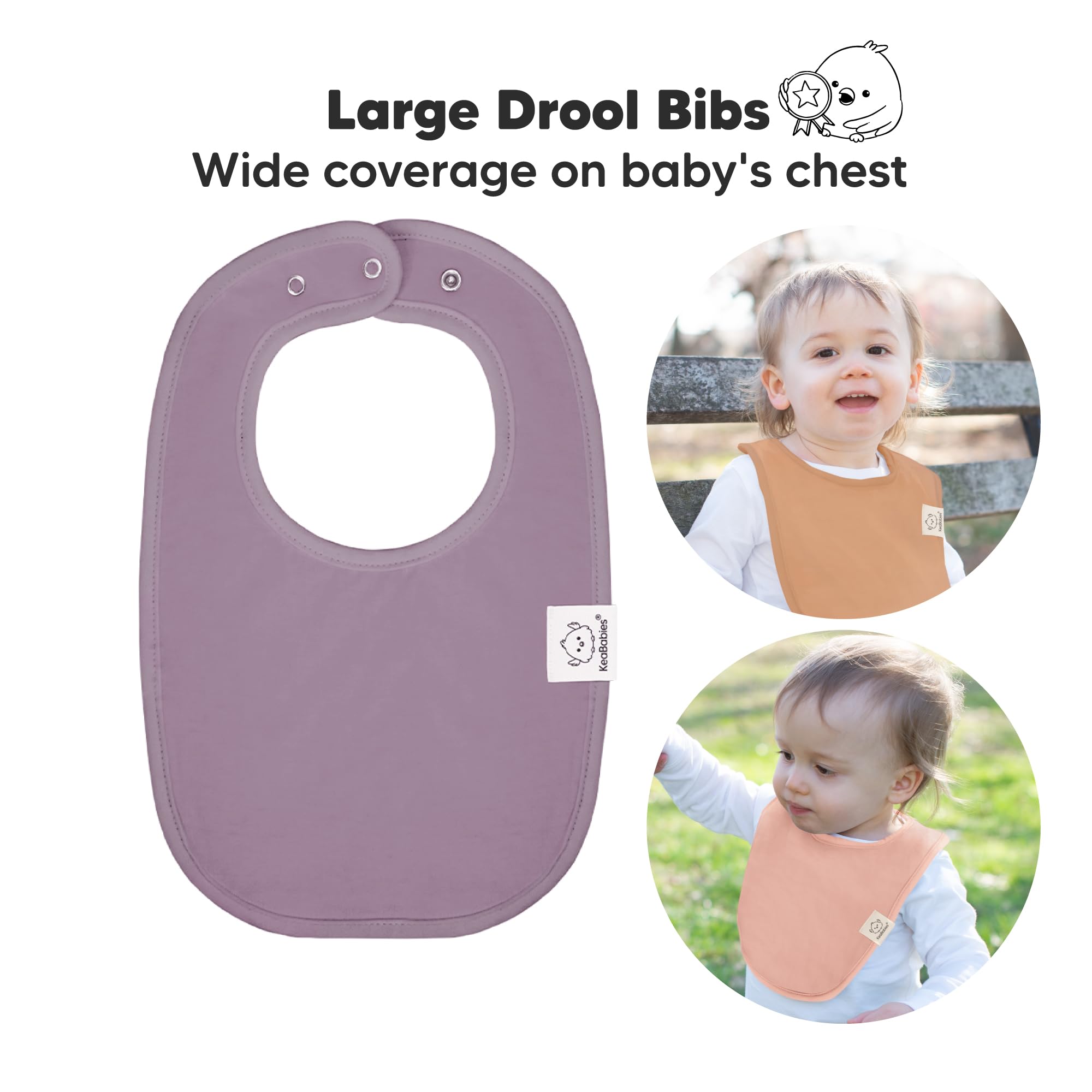 KeaBabies 8-Pack Organic Baby Bibs for Drooling and Teething (Mauve)