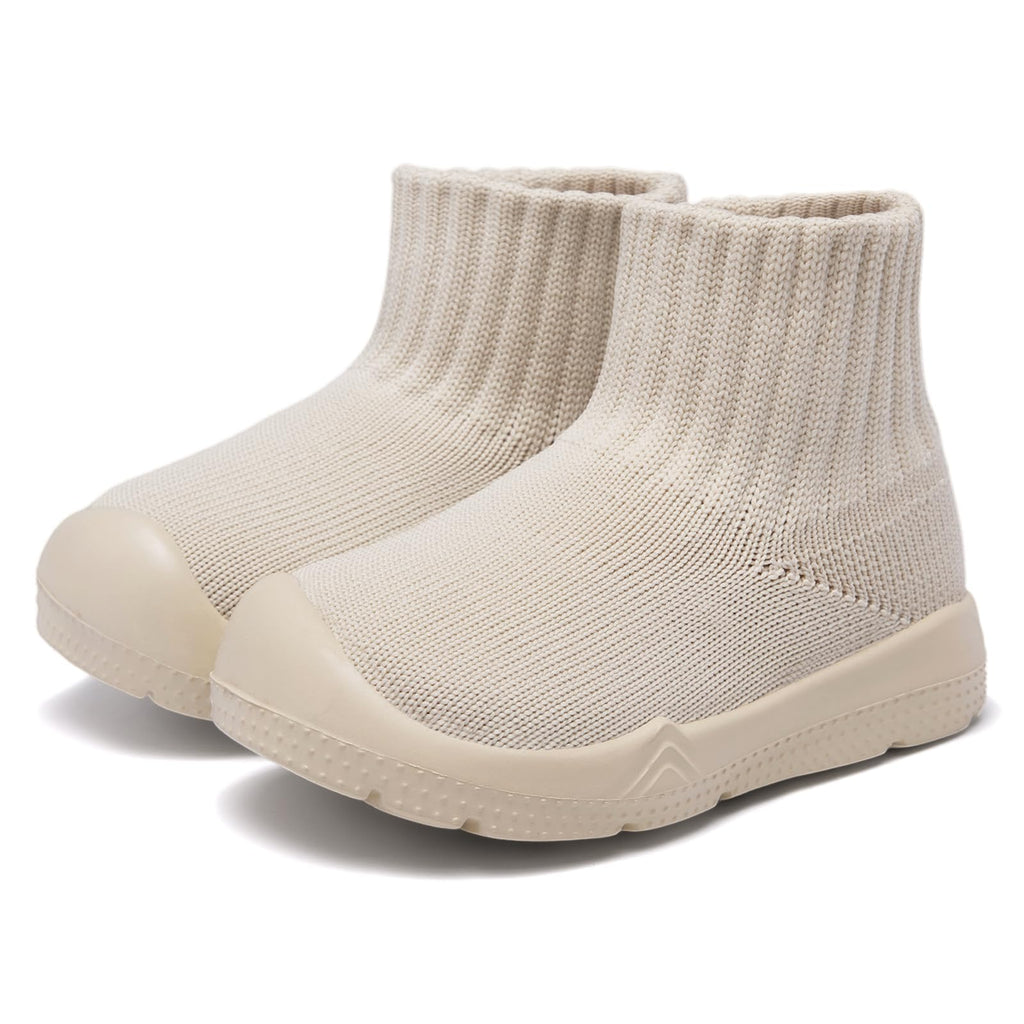 MORENDL Toddler Sock Shoes Baby Walking Shoes Infant Slippers Boys & Girls Non-Slip Sneakers Creamy White
