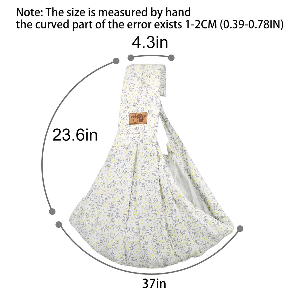 vrbabies Baby Sling Carrier Newborn, Adjustable Easy Wearing Baby Nursing Warp Sling, New Mom Dad Soft Cotton Baby Front Holder Carrier for Infant Toddler Life Travel Essential Gifts (Yellow Flower)
