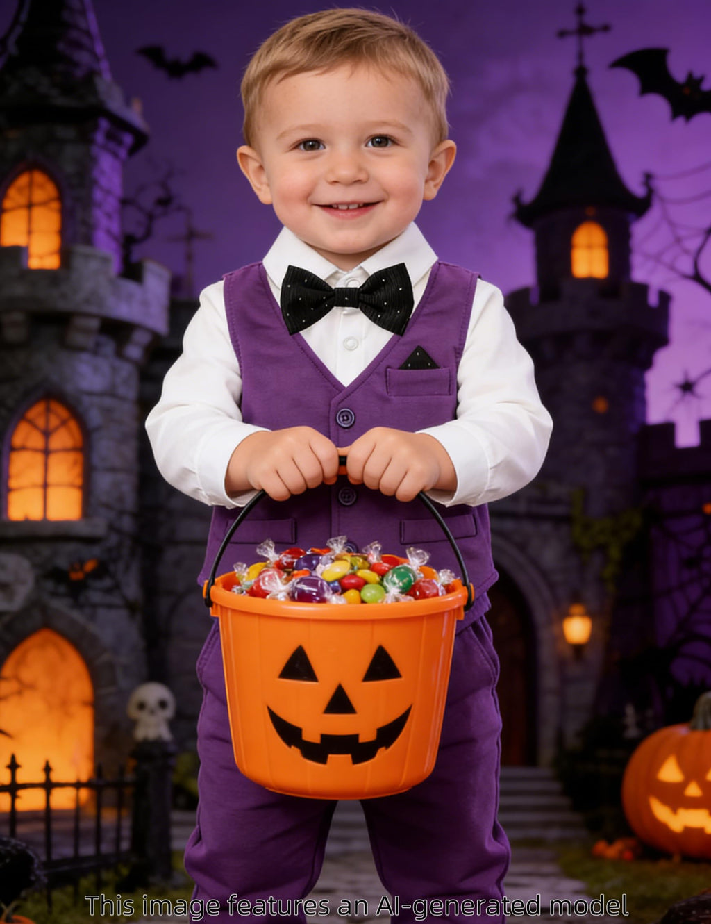 Baby Boy Purple Outfit Infant Easter Dress Mardi Gras Suits 9-12 Months