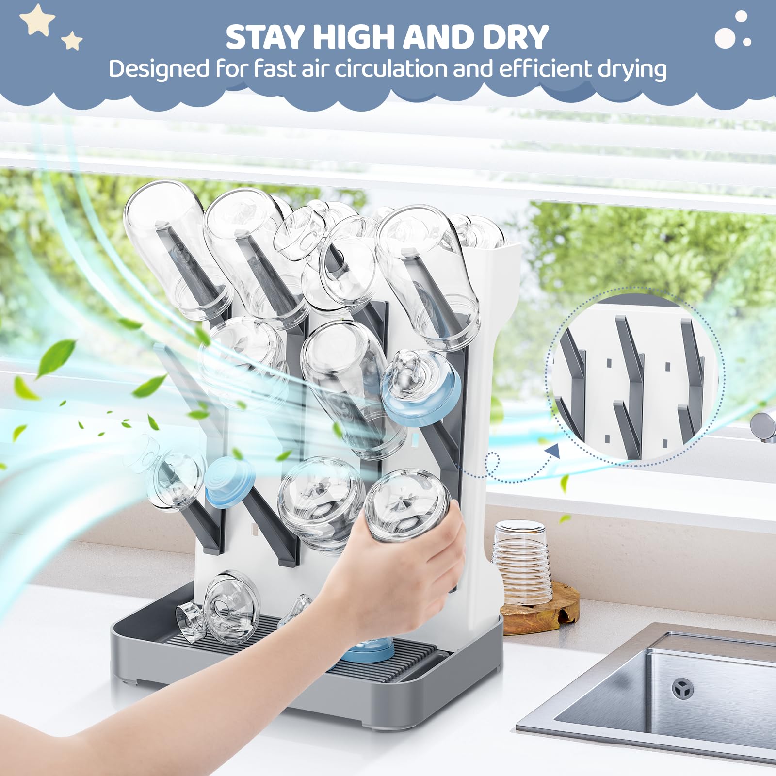 Dayacoco Baby Bottle Drying Rack, Space Saving Vertical Bottle Dryer Holder