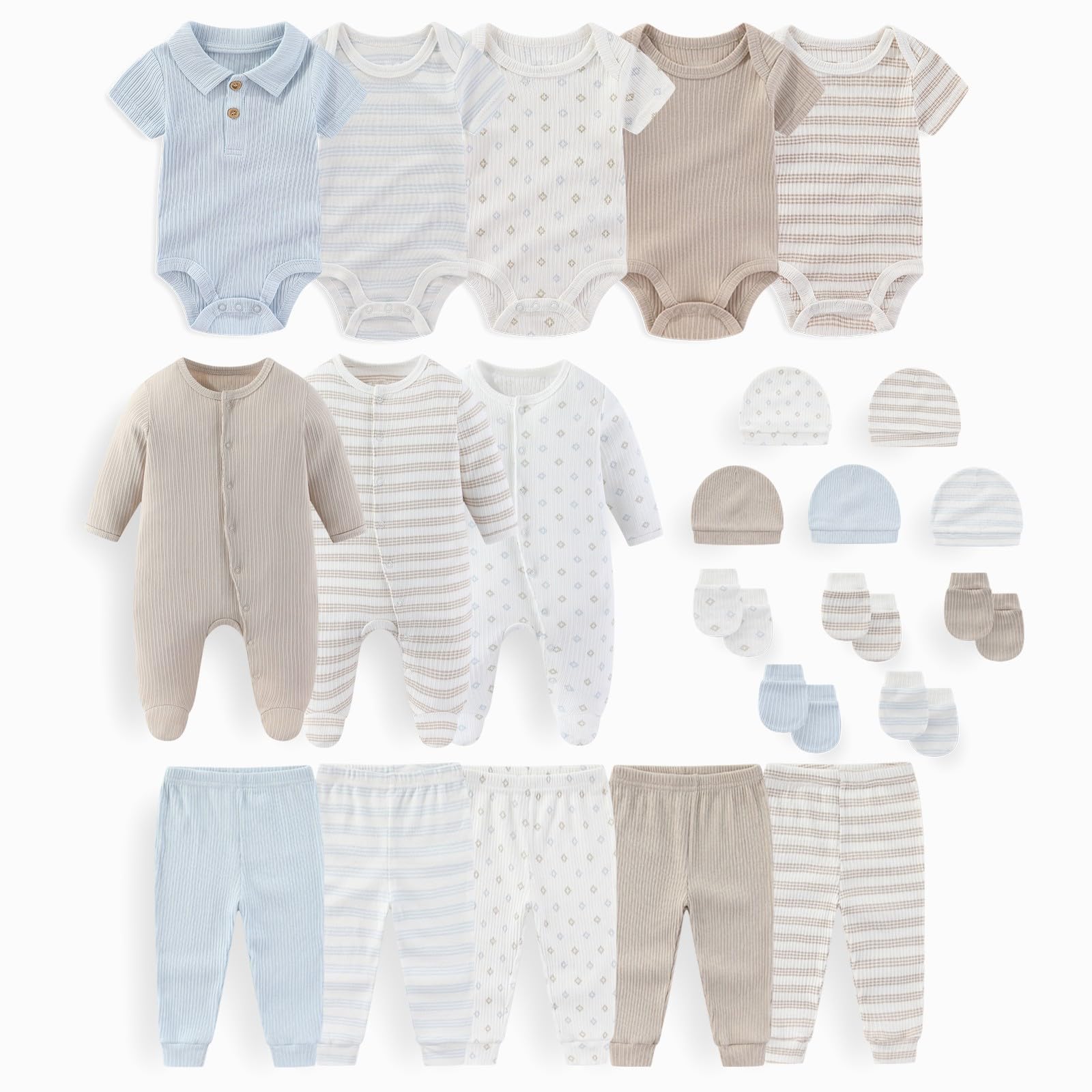 JELYLOVE 23 Pack Baby Boy Girl Bodysuits And Pants Sets New Born Outfits