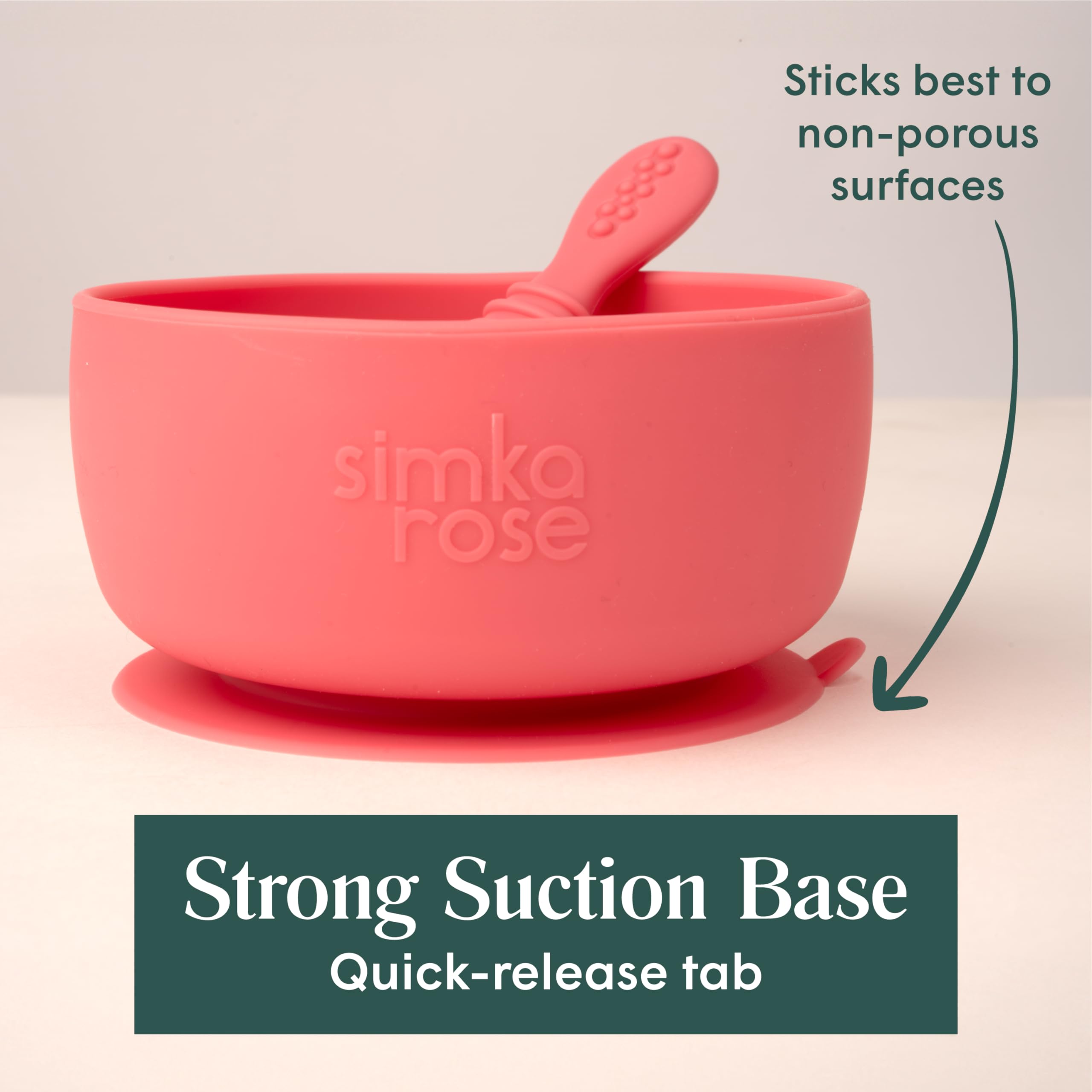 Simka Rose Baby Bowl and Spoon Set, Baby Bowls Suction for Toddler, BPA-Free Silicone Bowls Baby, Baby Bowl and Spoon Dishwasher and Microwave Safe Baby Feeding Supplies (Grey)