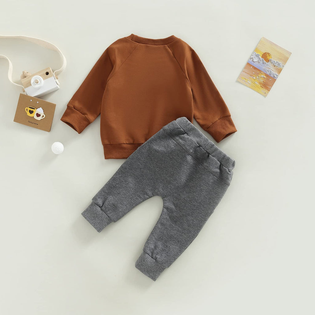 MA&BABY Toddler Baby Boy Clothes Solid Color Sweatshirt Jogger Pants Set