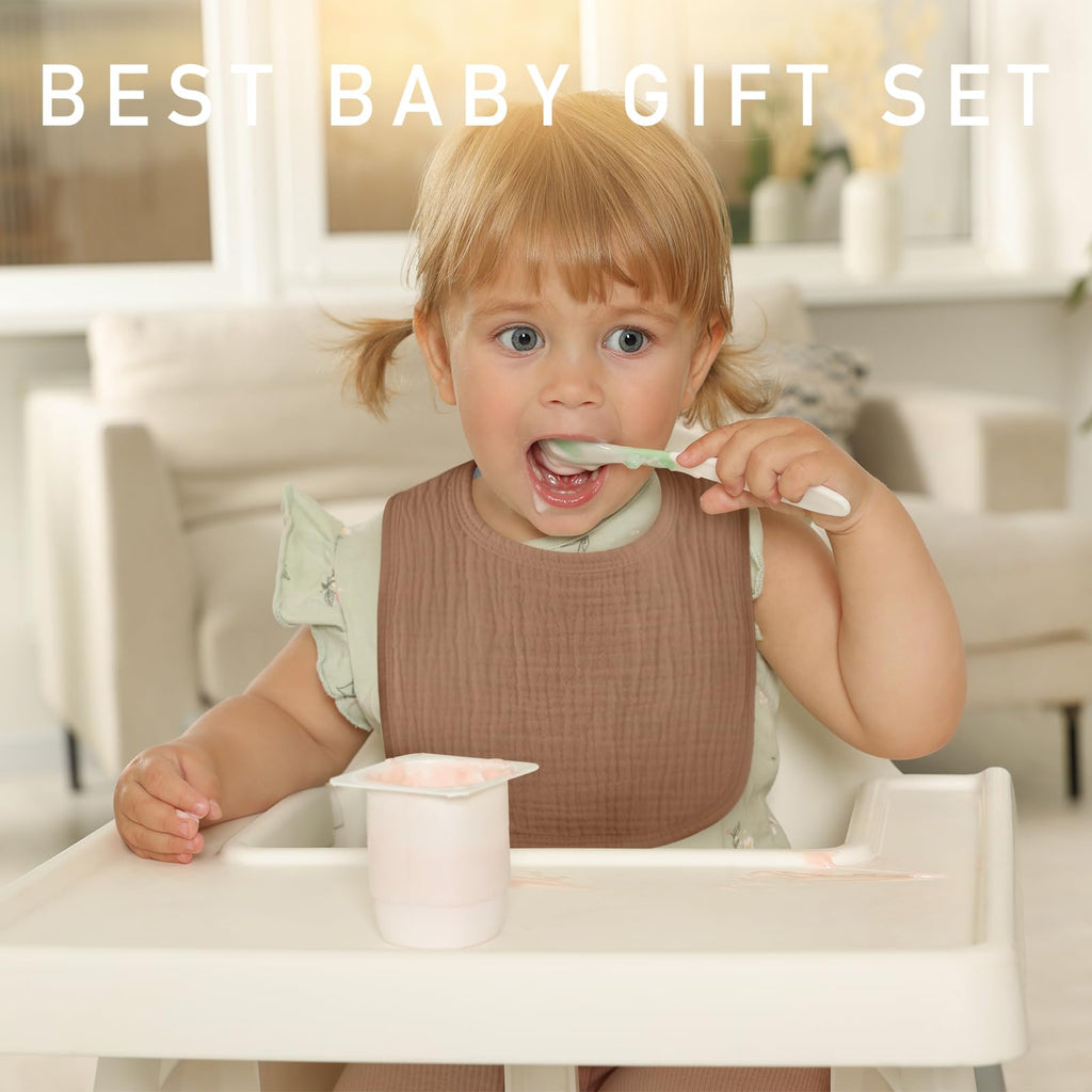 Muslin Baby Drool Bibs 10 Pack, Soft Cotton Infant Bib for Teething Newborn