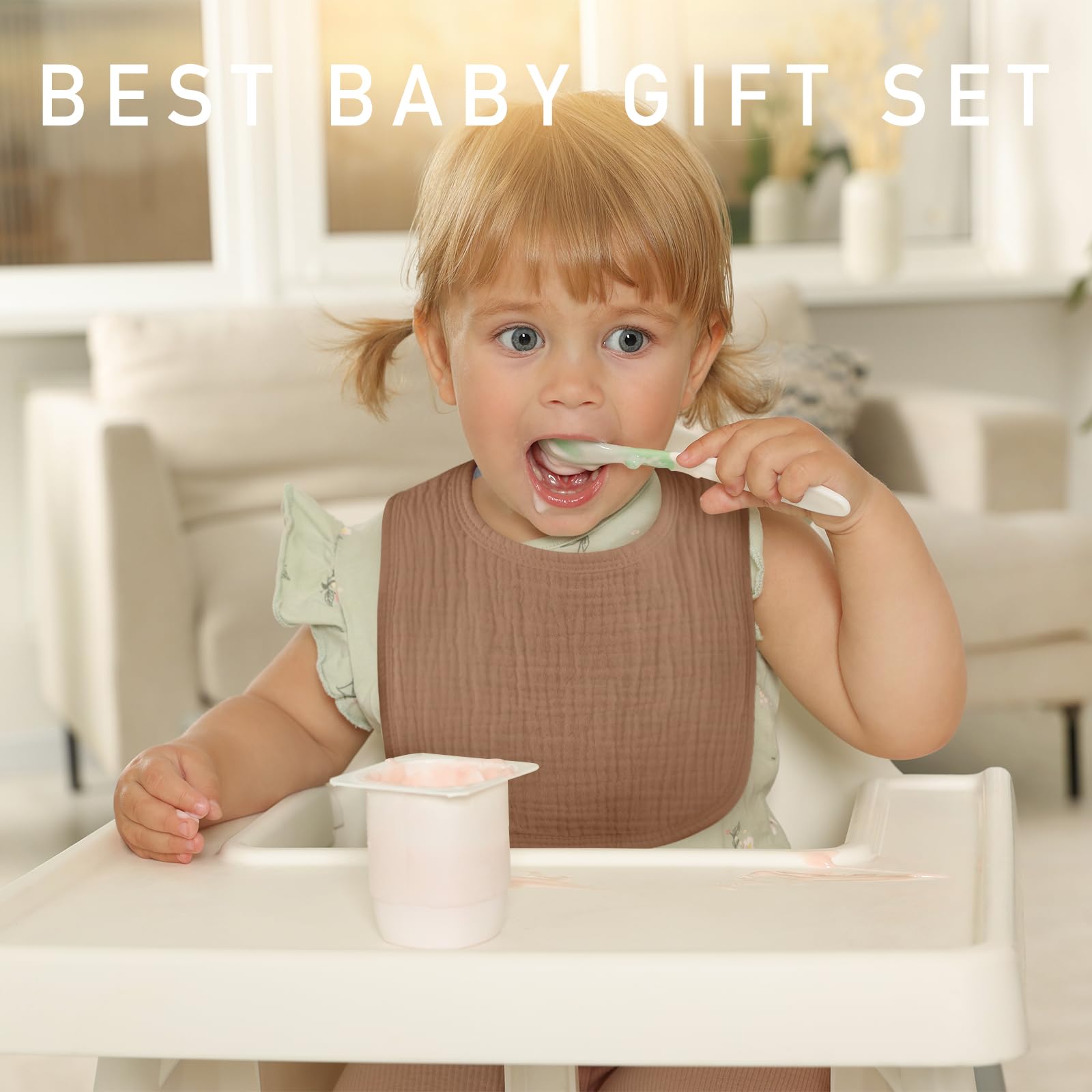 Muslin Baby Drool Bibs 10 Pack, Soft Cotton Infant Bib for Teething Newborn