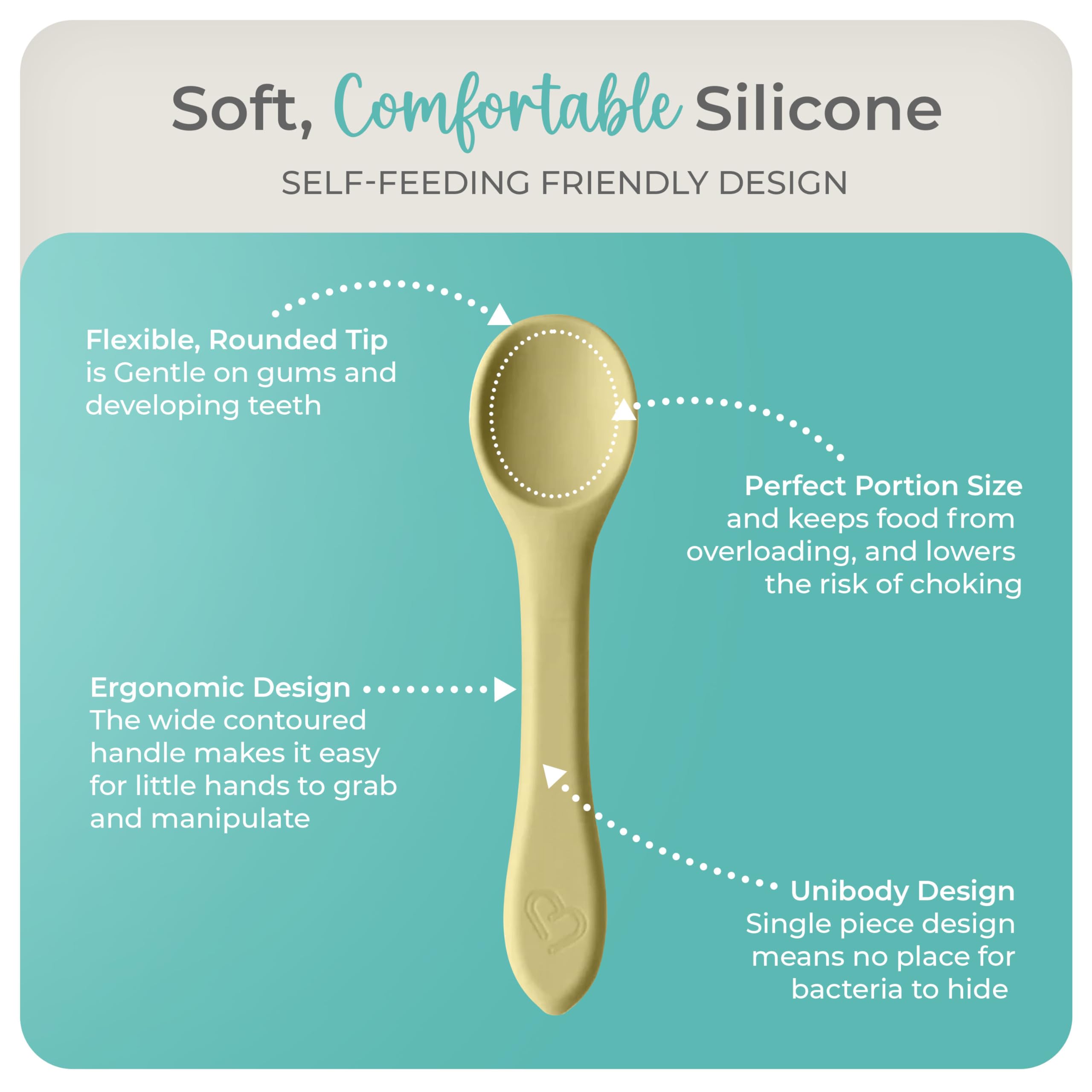 Mason Bottle Silicone Baby Spoons 2pack Baby Feeding Silicone Spoons + Case