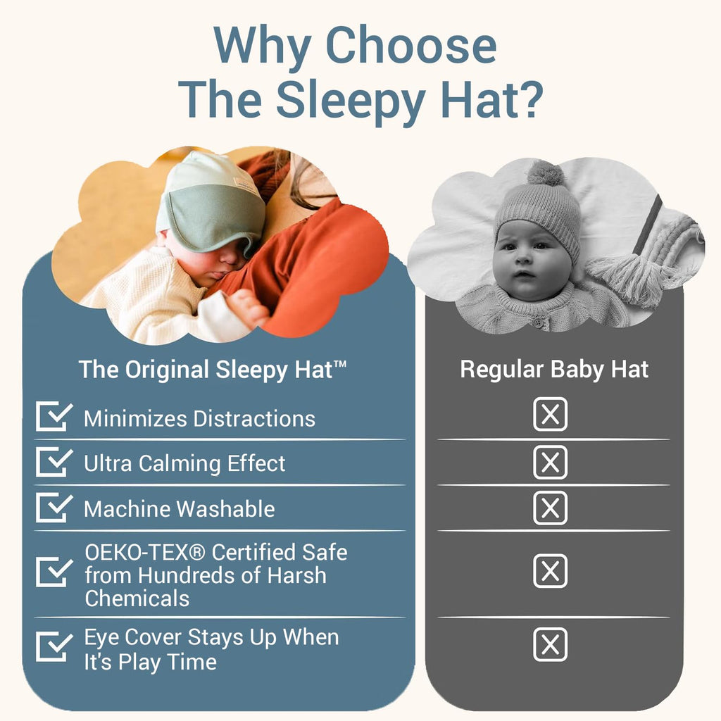 Sleepy Hat The Original Baby Sleep Mask & Soft Eye Shade – Newborn Hat, Sun Hat & Beanie for Travel, Home Pink – 6-12M