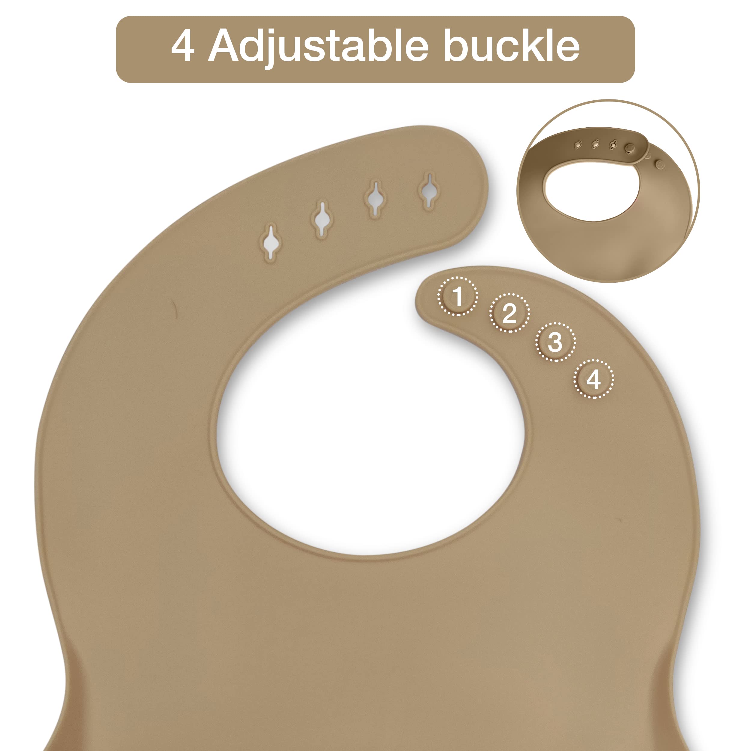 Mutualproducts - Baby Feeding Set 10-Piece | Baby Led Weaning Utensils Set Includes Suction Bowl and Plate, Baby Spoon and Fork, Sippy Cup, Straw, Lid & 2Bibs | Baby Feeding Supplies (B-Beige)