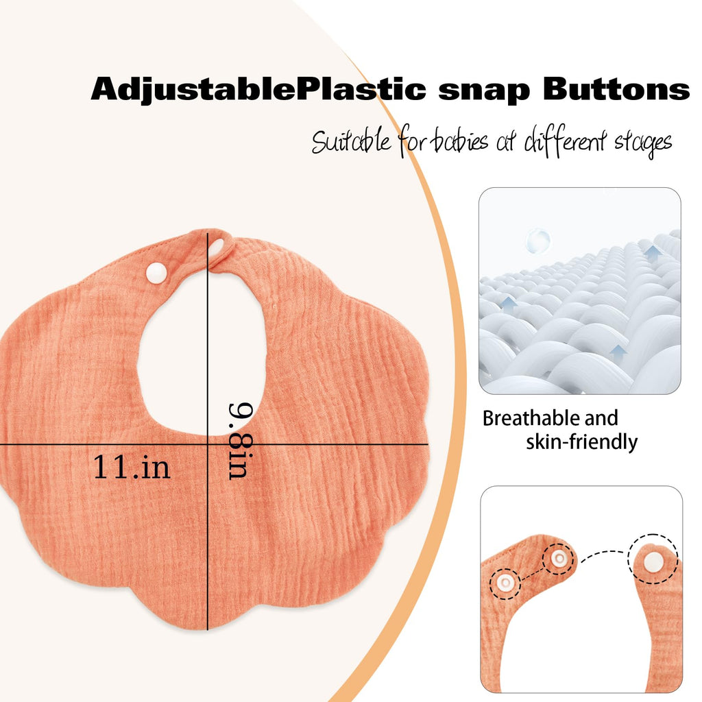 DOSMINEBaby Muslin Bibs 12 Pack Adjustable 4-Layer Drool Bibs Unisex
