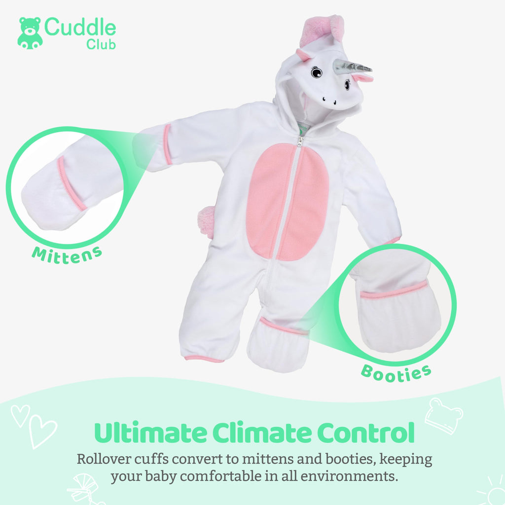Cuddle Club Fleece Baby Bunting Bodysuit – Infant One Piece Kids Hooded Romper Outerwear Toddler Jacket
