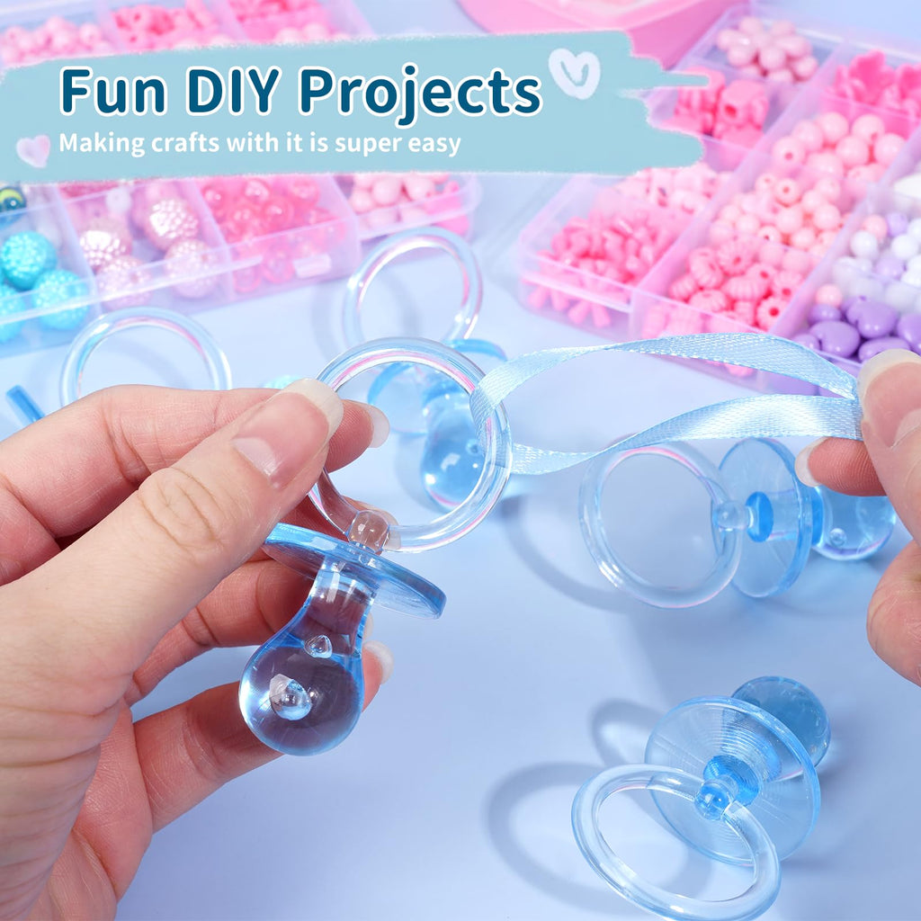 72 Pcs Baby Shower Pacifiers, 2.75’’ Plastic Pacifiers for Baby Shower Game, Baby Shower Decoration DIY, Gender Reveal Party Table Scatter/Baby Shower Party Favors, Blue Pacifiers for Baby Shower