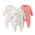JELYLOVE 3 Pack Long Sleeve Baby Footed Rompers 0-12 Months