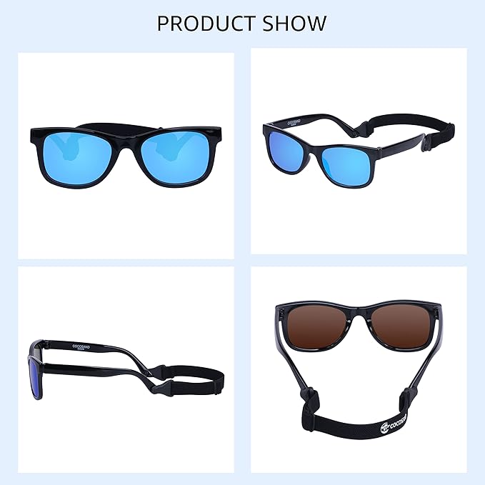 COCOSAND Flexible Baby Sunglasses with Strap Polarized UV Protection for Toddler Infant Newborn Boy Girl Age 0-24 Months