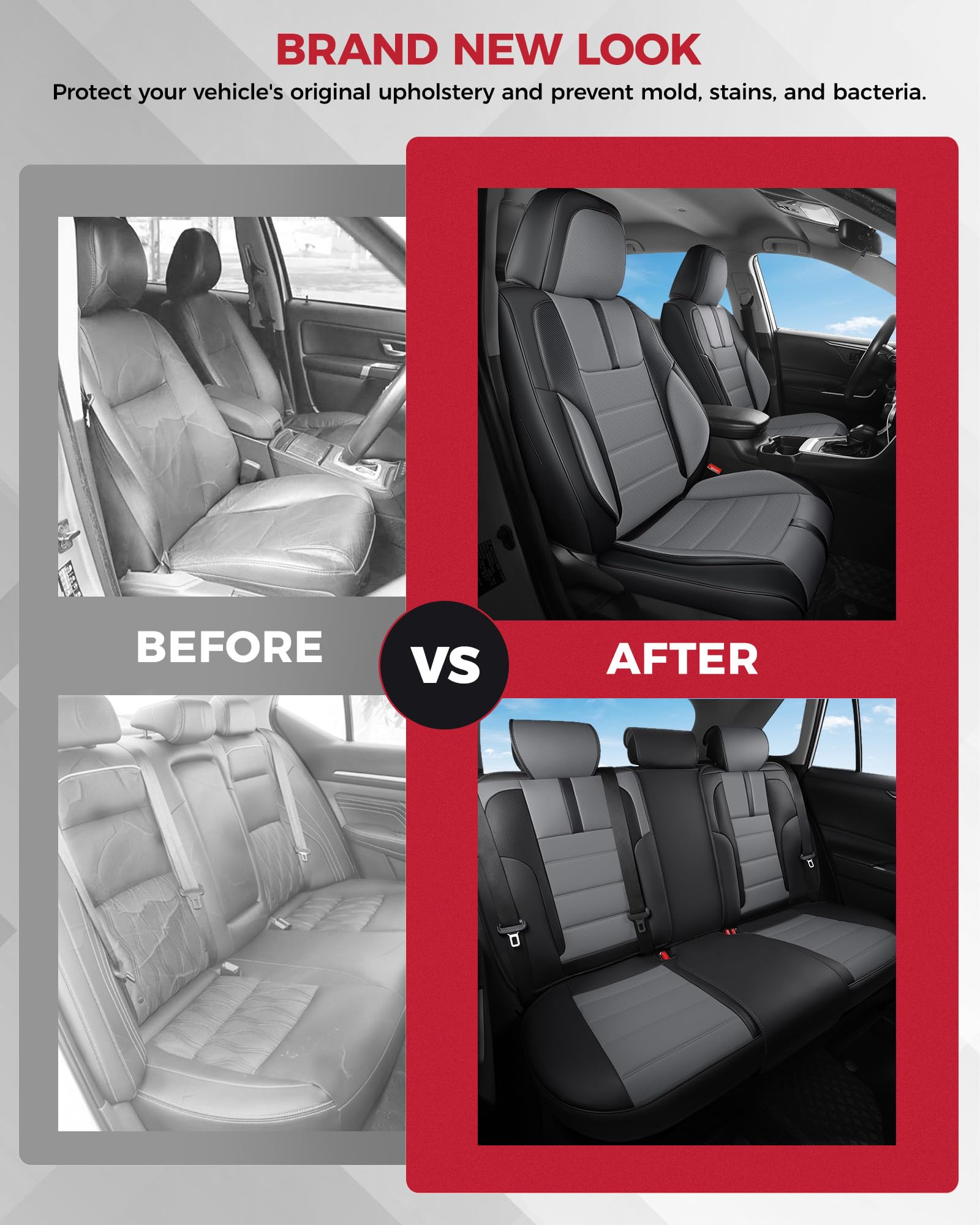 FREESOO Seat Covers Full Set for Cars Trucks SUV, BlackGrery
