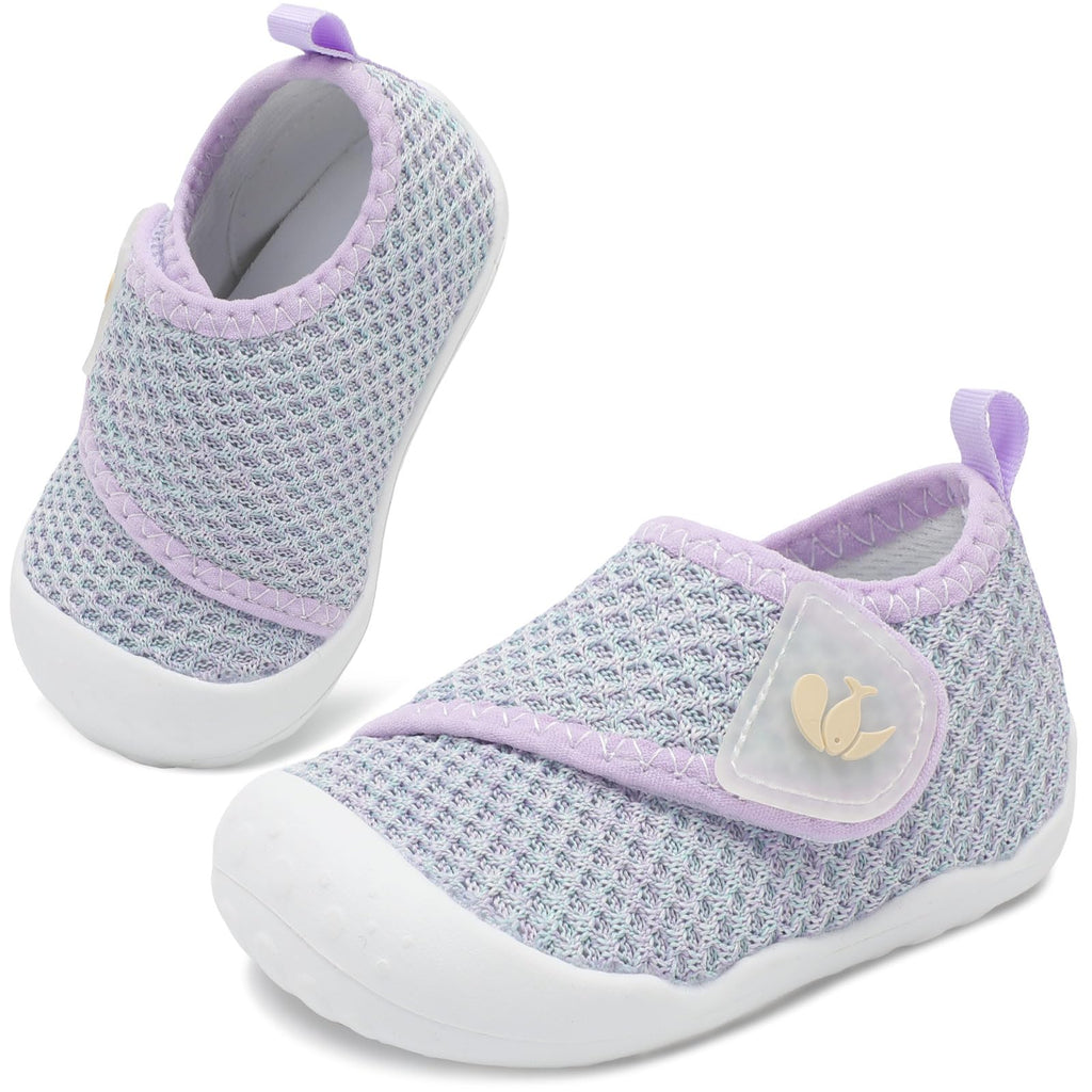 FEETCITY Baby Walking Shoes Girls Boys Infant Shoes Newborn Crib Shoe Wide Toe Box Slip On Baby Sneakers Purple