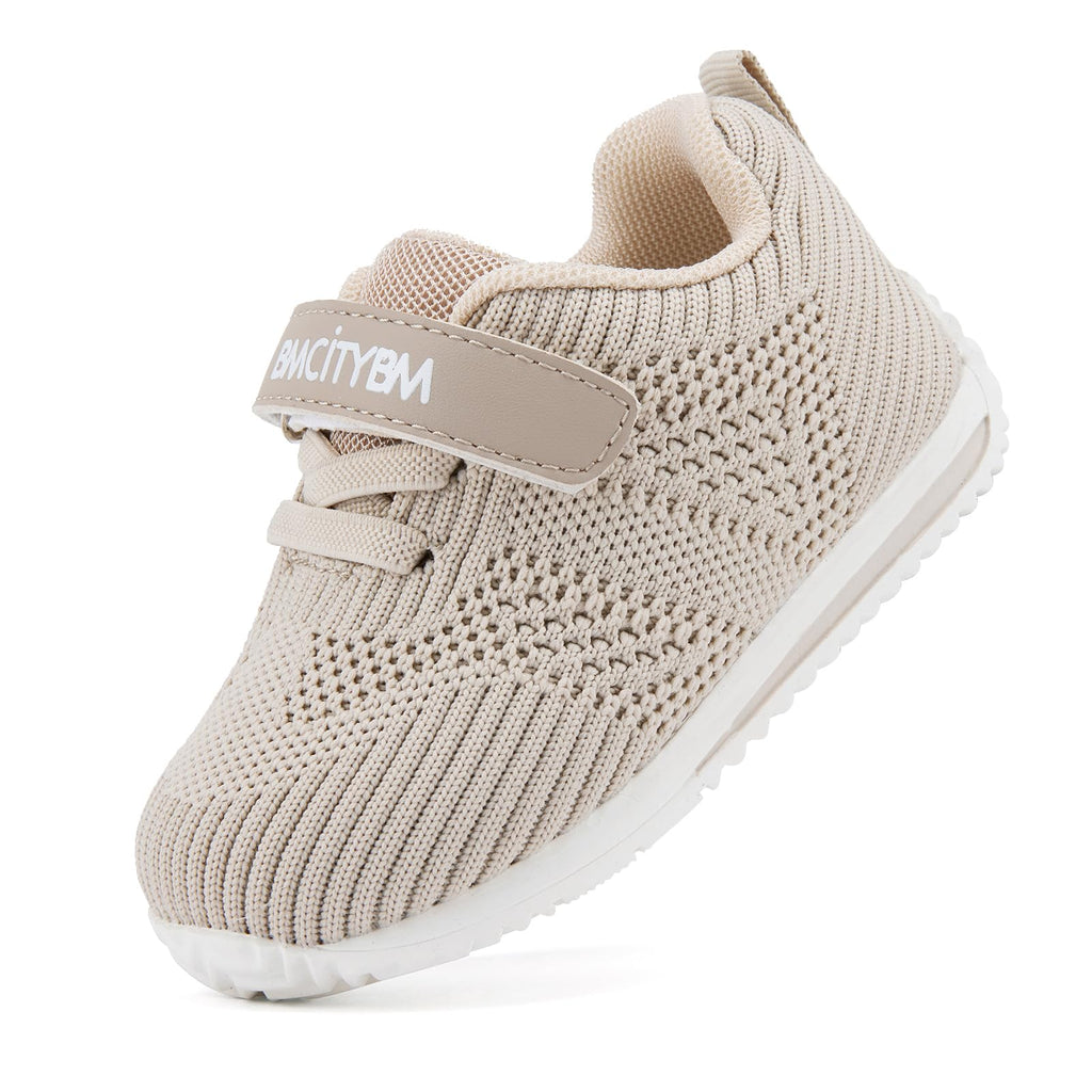 BMCiTYBM Baby Walking Shoes Boy Girl Tennis Sneakers Breathable Infant First Walker Shoes 6 9 12 18 24 Months Camel Size 12-18 Months Infant