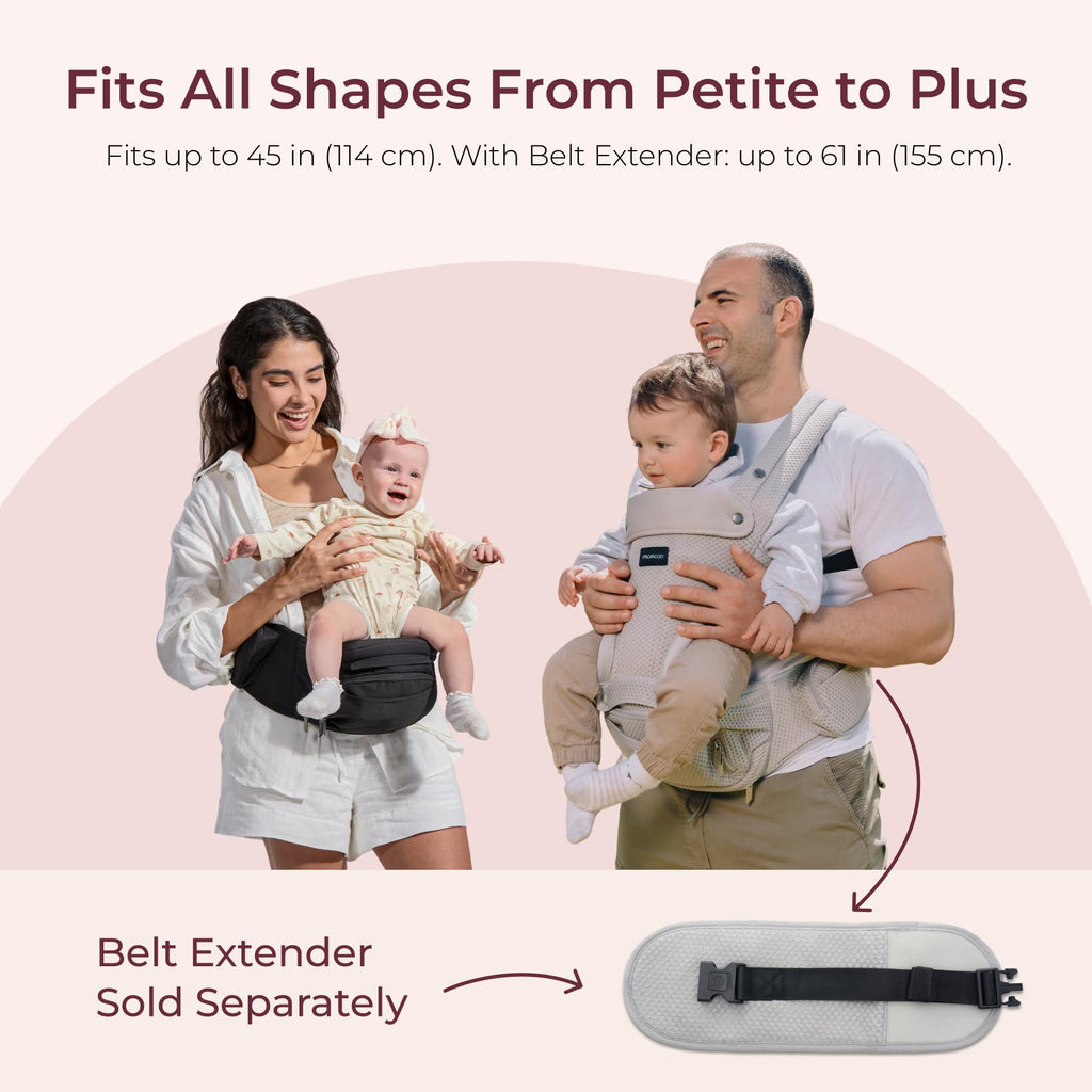 Momcozy Baby Carrier with Hip Seat, 2-in-1 Forward-Facing Carry for Long Walks, Detachable Hands-Free Infant Carrier up to 44lbs, All Seasons Toddler Carrier Fits Waist Sizes up to 45 Inches, Black