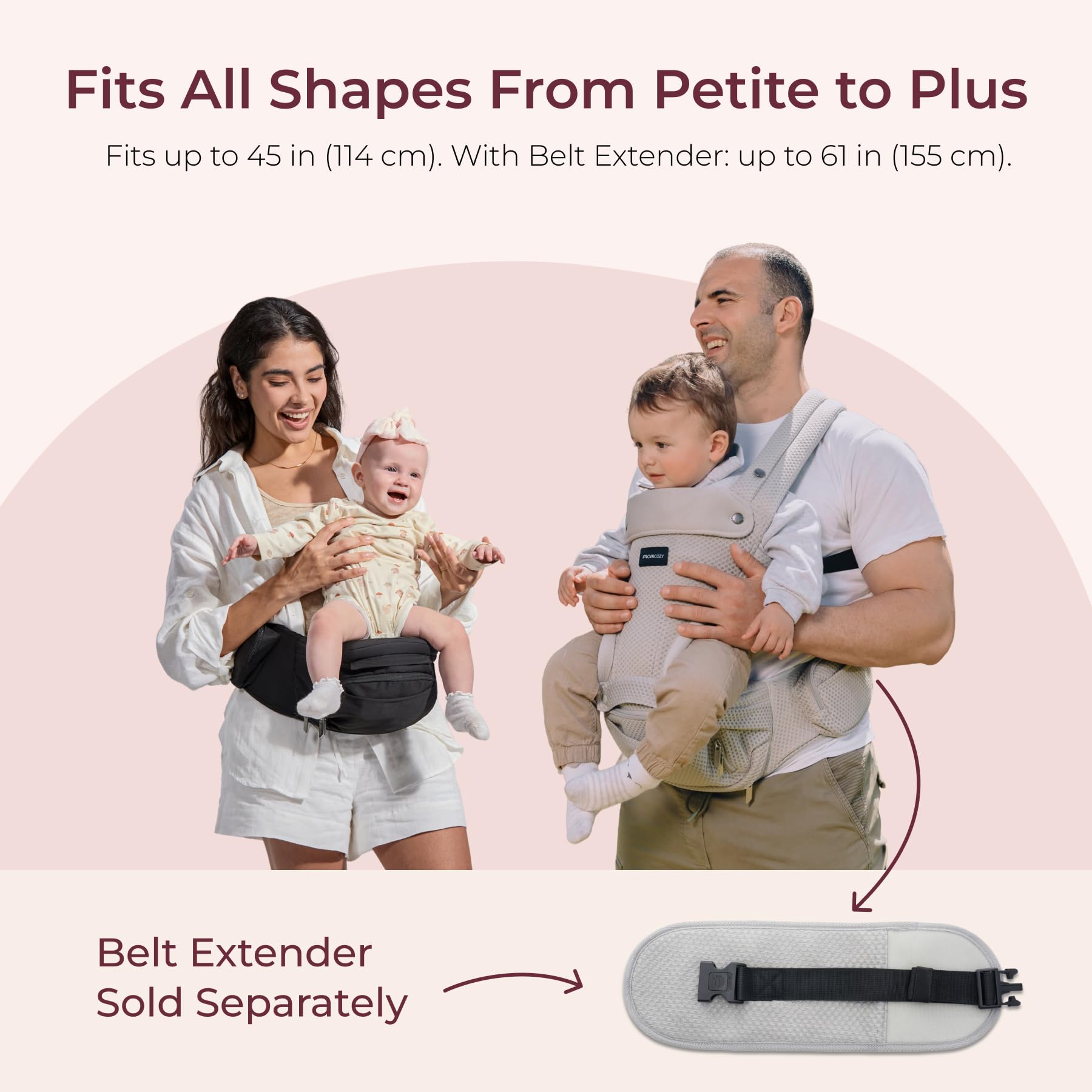 Momcozy Baby Carrier with Hip Seat, 2-in-1 Forward-Facing Carry for Long Walks, Detachable Hands-Free Infant Carrier up to 44lbs, All Seasons Toddler Carrier Fits Waist Sizes up to 45 Inches, Black