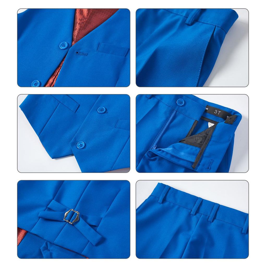 Boys Suit Vest Set Formal Dress Suits Wedding Outfit, Royal Blue, Size 14