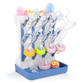 Baby Bottle Drying Rack with Drain Board, Vertical Space Saving Bottle Dryer Holder for Countertop, Large Capacity Organizer Stand for Glass Bottles, Pump Parts, Pacifiers, Cups & Accessories (Blue)