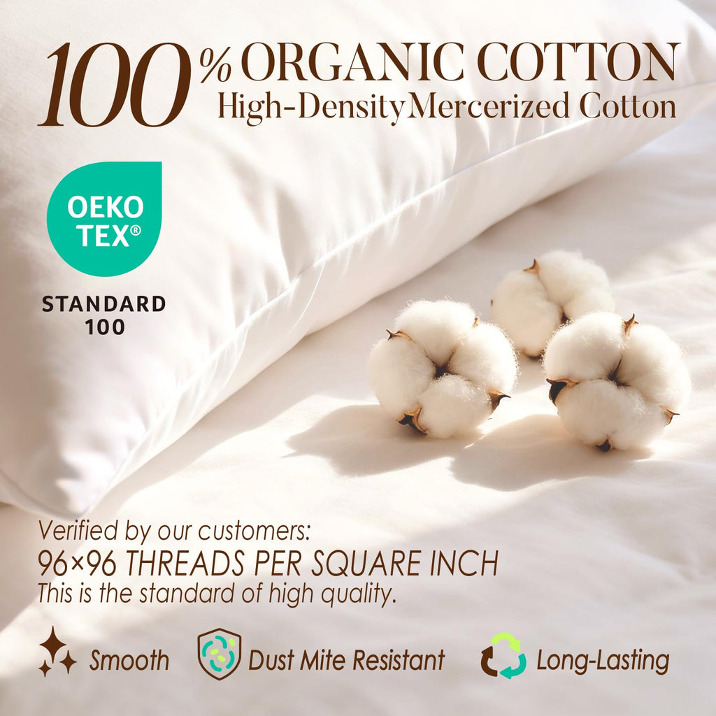 Soft Organic Cotton Toddler Pillowcases 14 X 20 Inches, Fit 13 X 18, 14 X 19 Pillows, Smooth Pearl Cotton Baby Pillowcases with Envelope Closure, Pink and Ivory, Set of 2