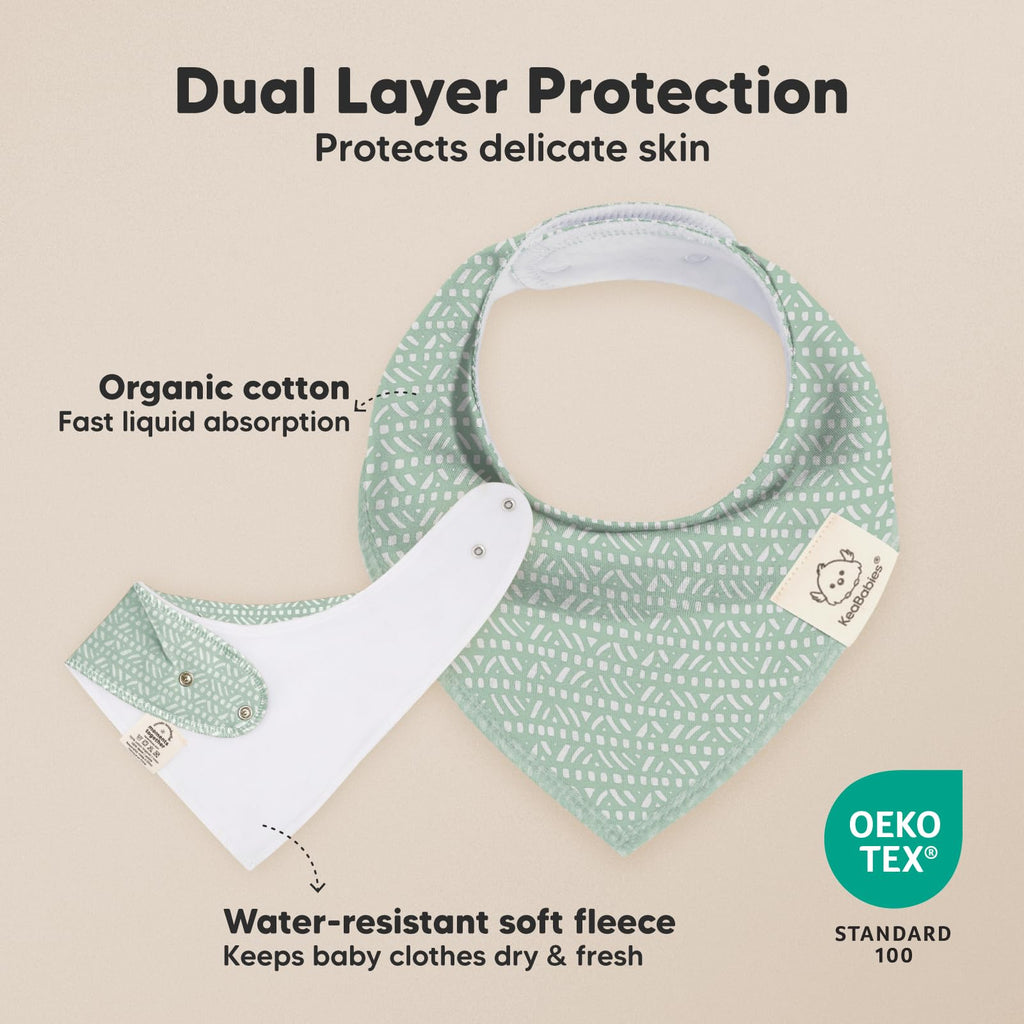 KeaBabies 8pk Organic Baby Bandana Bibs for Drooling and Teething (Nordic)
