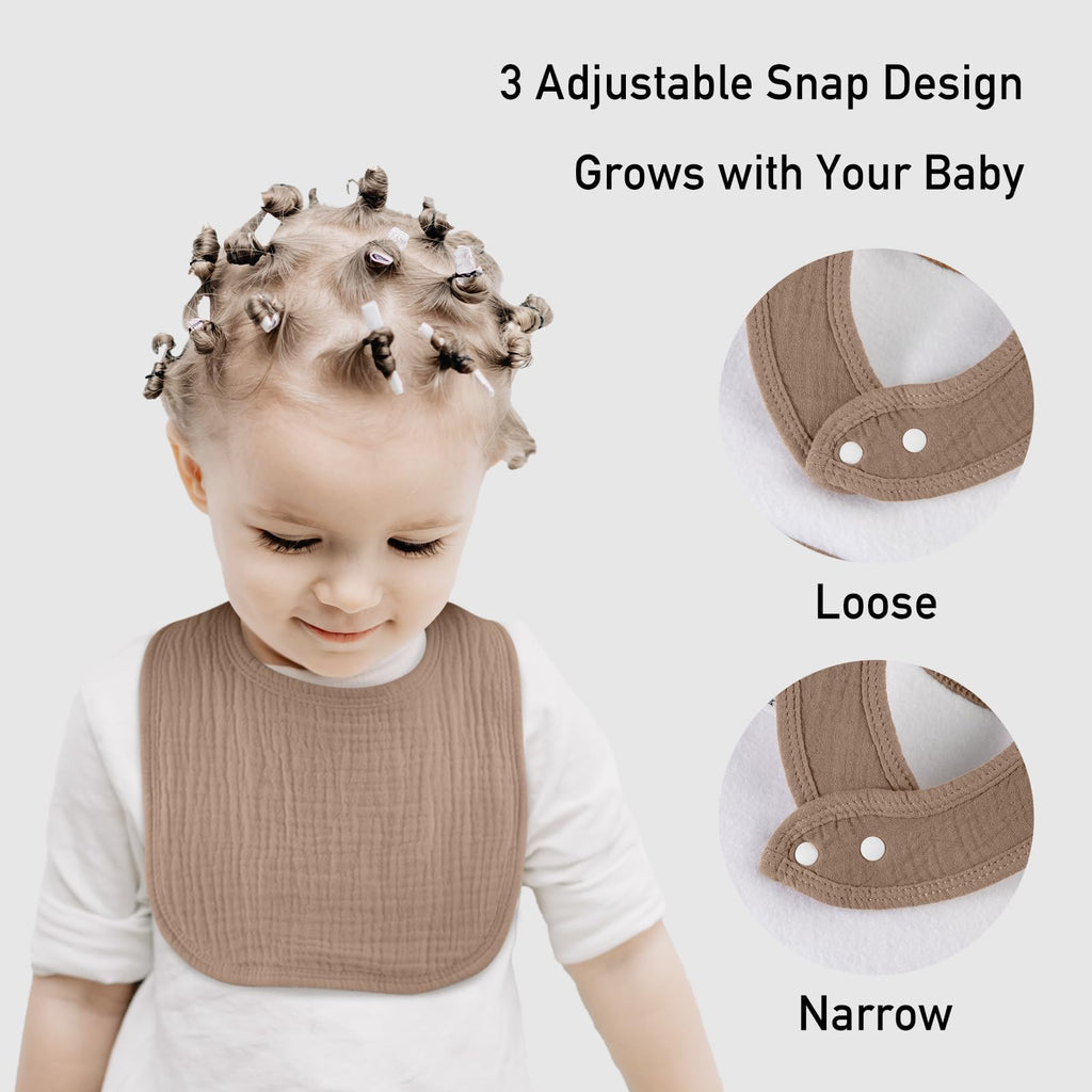 Muslin Baby Drool Bibs 10 Pack, Soft Cotton Infant Bib for Teething Newborn