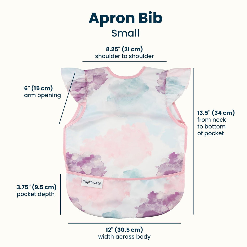 Tiny Twinkle Mess Proof Baby Bib for Girls | Waterproof Toddler Bib for Eating | Baby Apron for Feeding | Machine Washable | Perfect Shower Gift (Cotton Candy, 6–24M)
