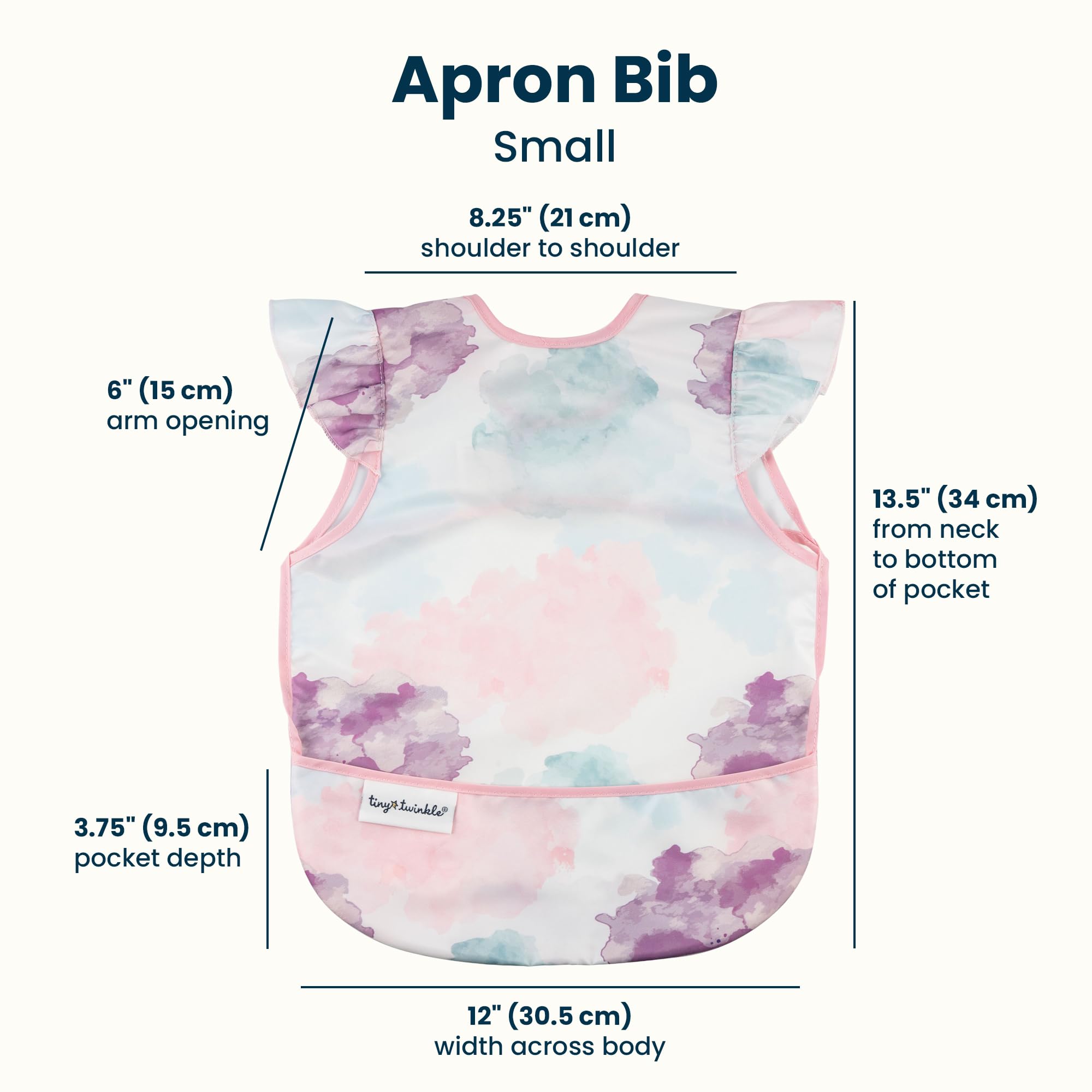 Tiny Twinkle Mess Proof Baby Bib for Girls | Waterproof Toddler Bib for Eating | Baby Apron for Feeding | Machine Washable | Perfect Shower Gift (Cotton Candy, 6–24M)