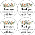 80 Pieces Thank You for Showering Our Little One with Love Woodland Creature Thank You Stickers, Baby Shower Birthday Party Decorate Watercolor Forest Woodland Animals Theme Label Decorations