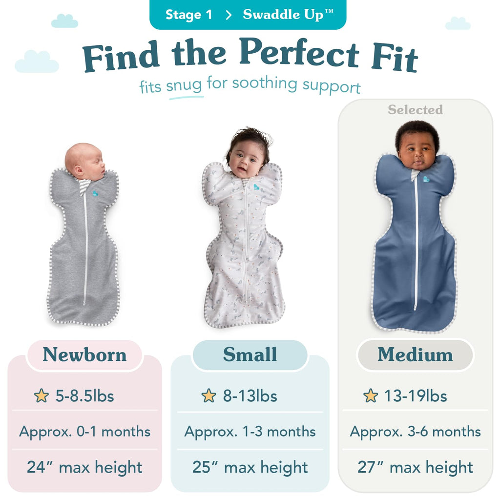 Love to Dream Swaddle UP, Sleep Sack 0-3 Months, Self-Soothing, Improves Sleep, Secure Fit Helps Calm Startle Reflex, Baby Essentials Must Haves Newborn, 1.0 TOG, Medium 13-19 lbs, Tan Houndstooth