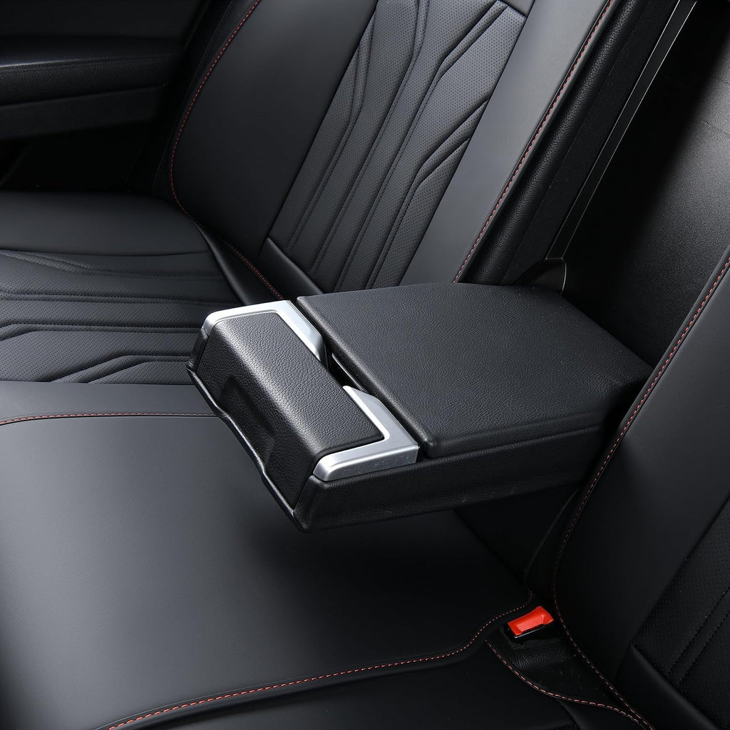 FLORICH Rear Seat Covers Leather Car Seat Covers Waterproof Back Seat Cover Automotive Seat Covers Universal Seat Cushion Protector for Most Cars Trucks SUV-Black&Red Line