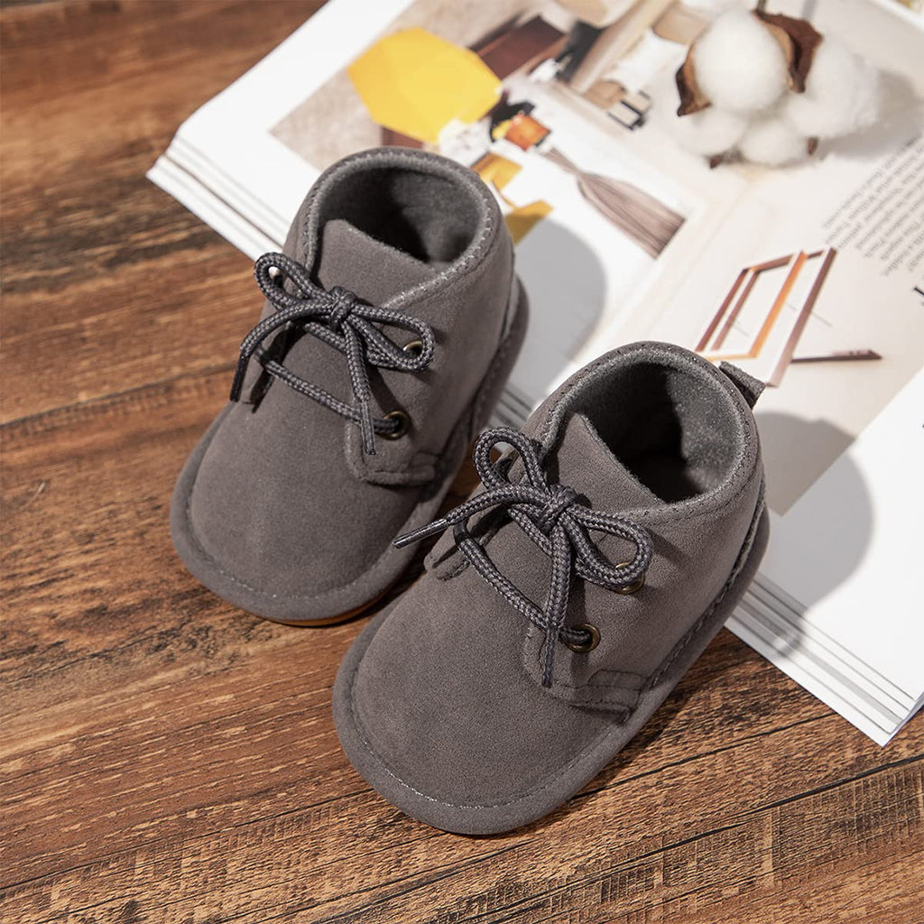 Zoolar Baby Unisex Warm Snow Boots Newborn Leather Fur Lace Up Ankle Anti-Slip Rubber Texture Sole Toddler Prewalker Winter Crib Shoes