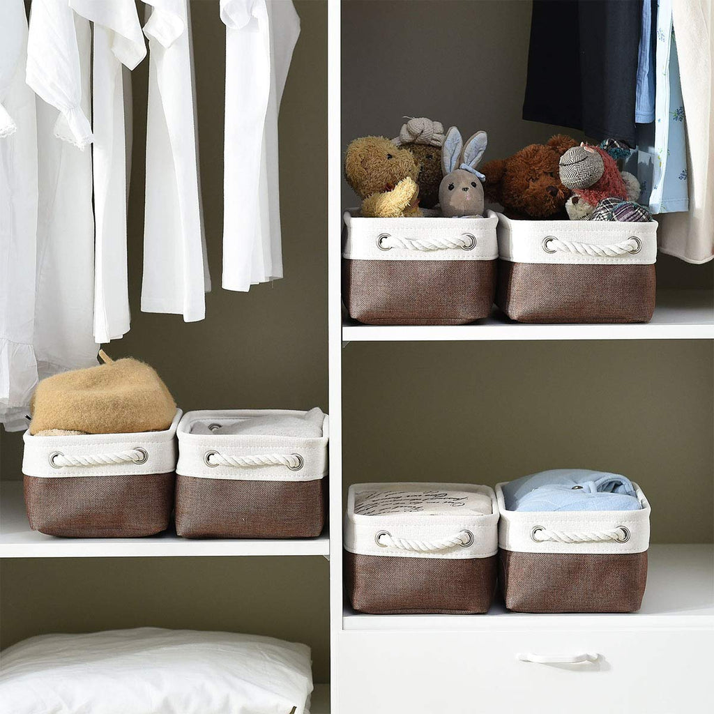 Sacyic Small Storage Baskets for Shelves,Fabric Storage Baskets for Closet,Rectangular Collapsible Baskets for organizing Clothes,Books,Gifts