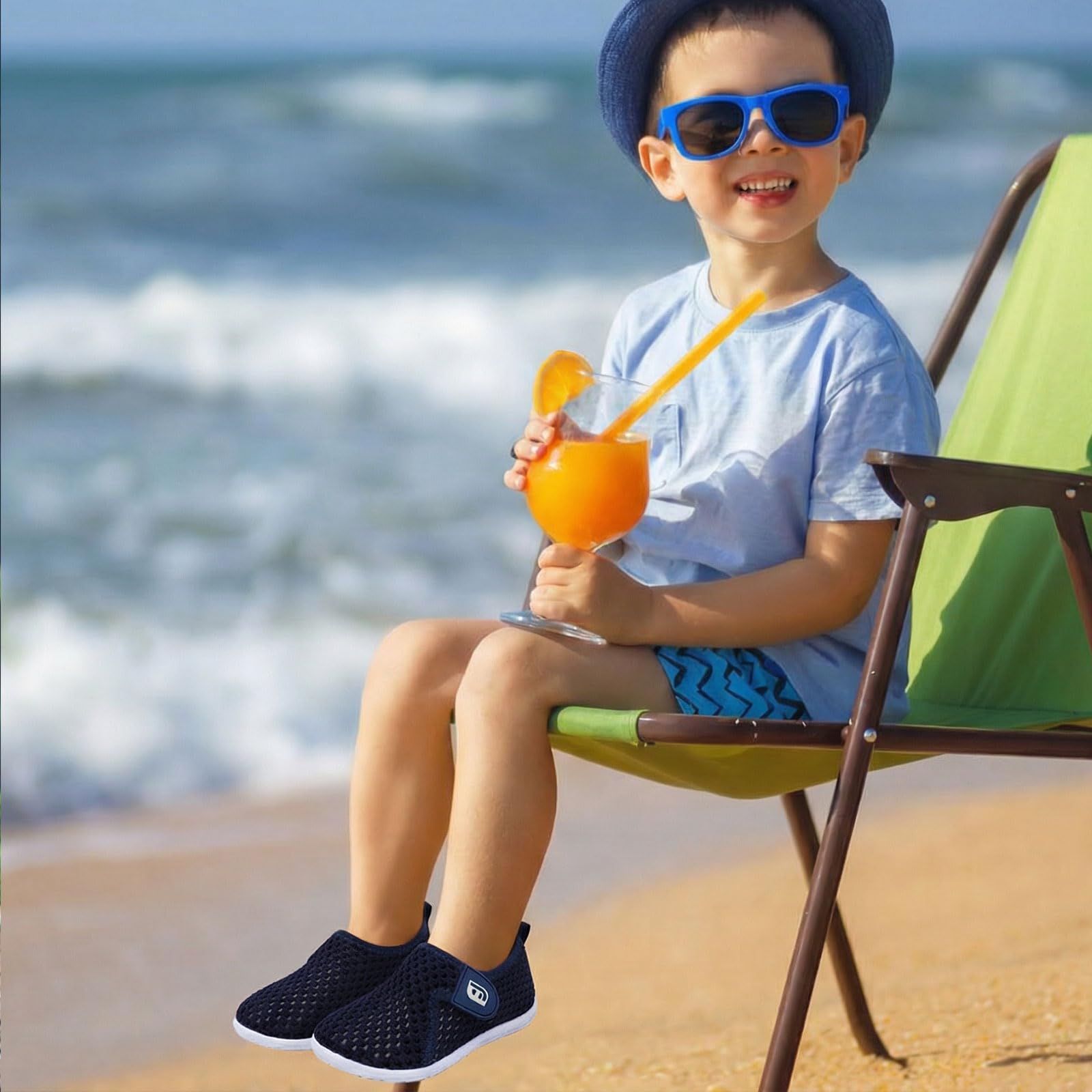 Baby Water Shoes Barefoot Aqua Shoe Swim Shoes for Beach Indoor Outdoor Activity Mesh Navy Blue 0-6 Months Infant