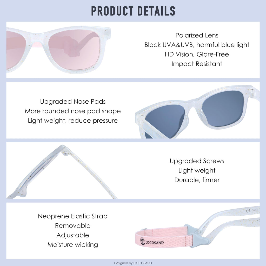 COCOSAND Flexible Polarized Baby Sunglasses with Strap
