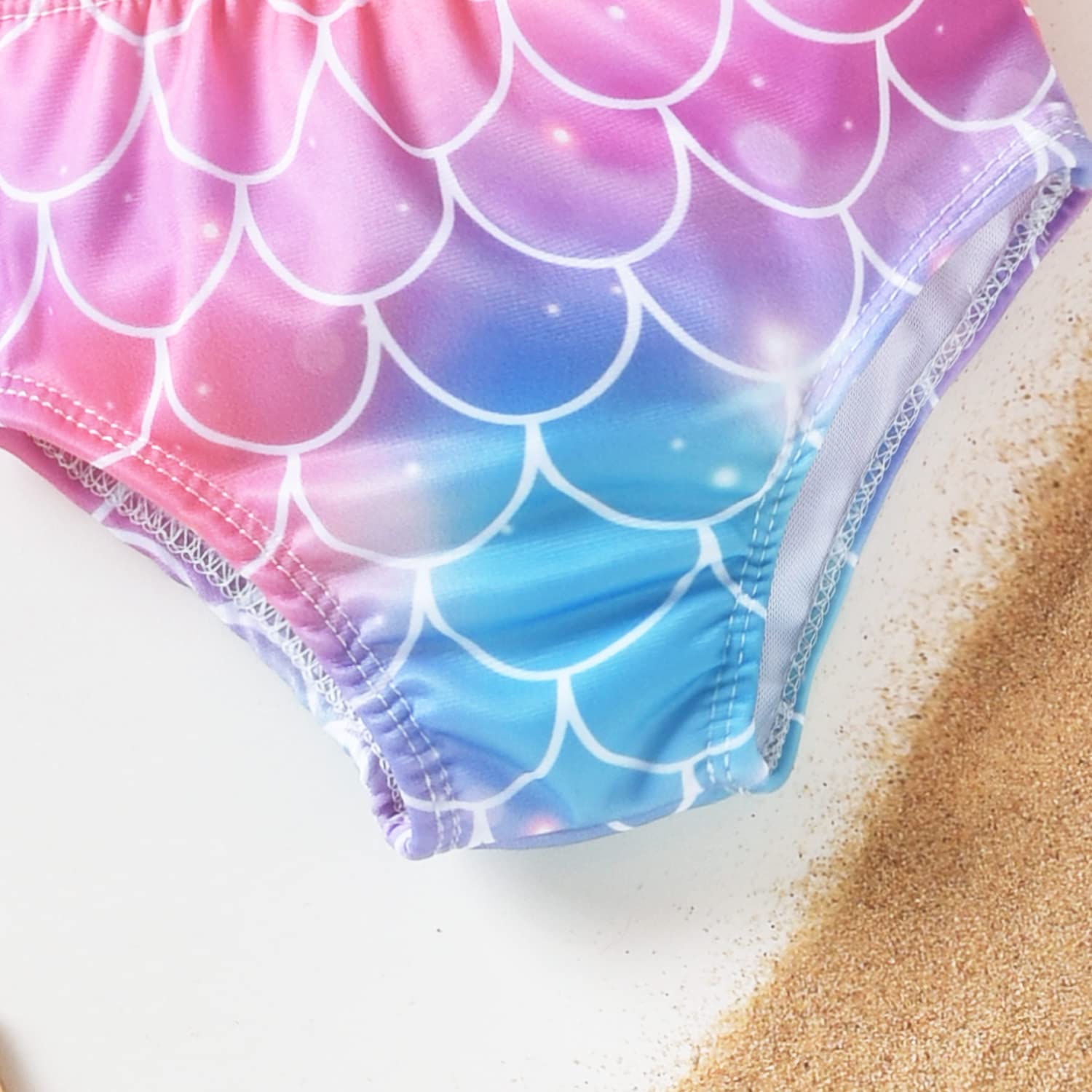 Toddler Little Girls Swimsuit Two Piece Mermaid Ruffle Bathing Suit Bikini Tops Bottoms Swimming Suit Swimwear Beach Wear 4T - 5T