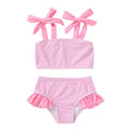 YOUNGER TREE Toddler Girls Two Pieces Swimsuit Color Block Stripe Swimwear Summer Beach Bathing Suit 18M-5T(Pink 4-5T)