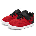 MORENDL Toddler Sneakers Baby Boys & Girls Barefoot Shoes Lightweight Breathable Walking Running Tennis Athletic Sport Shoes Black Red 12-15 Months Size 5